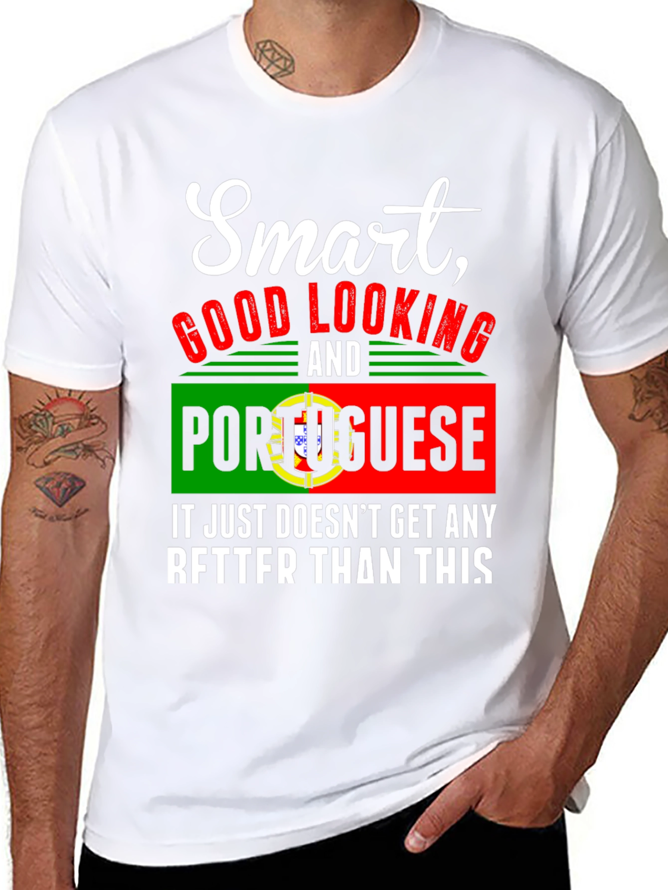 Black Smart Good Looking Portuguese Graphic Tee view 8