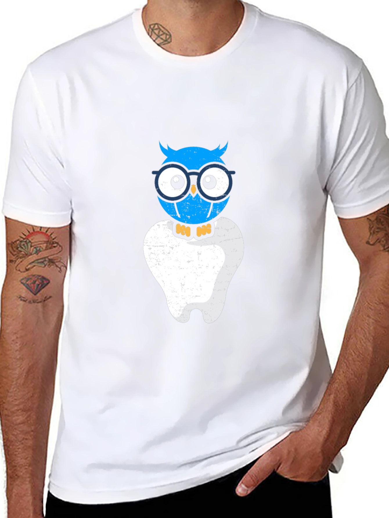 Black Funny Owl Dentist T-Shirt view 8