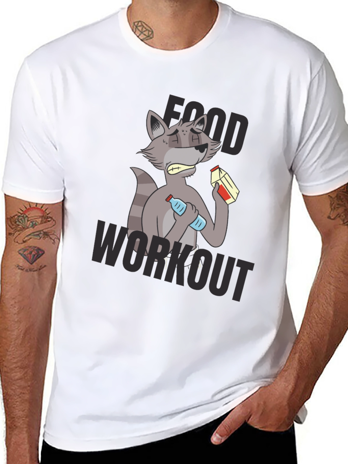 Black Food Workout T-Shirt - Funny Raccoon Gym Tee view 8