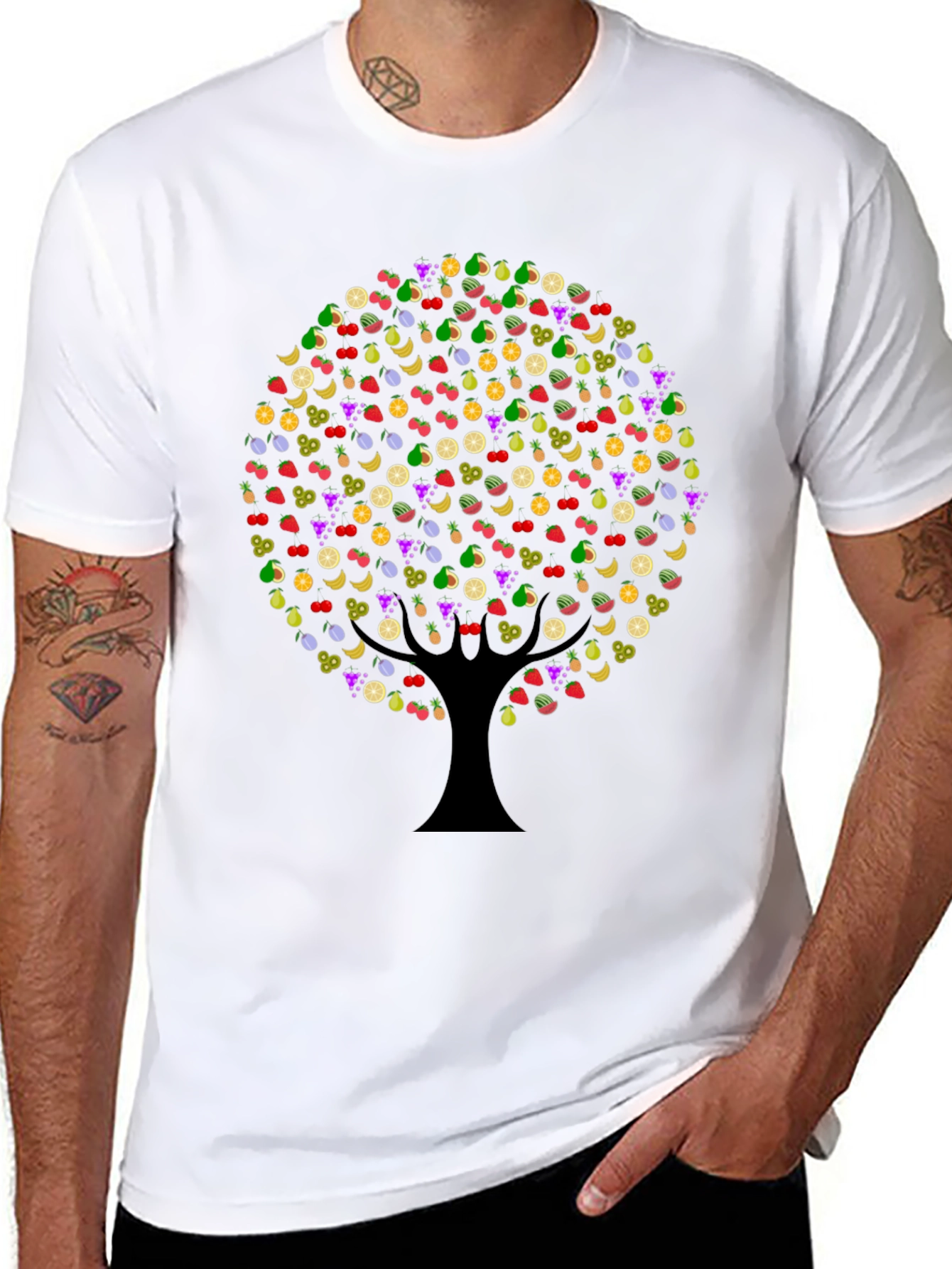 Black Fruit Tree Graphic Tee - Unique Design view 8