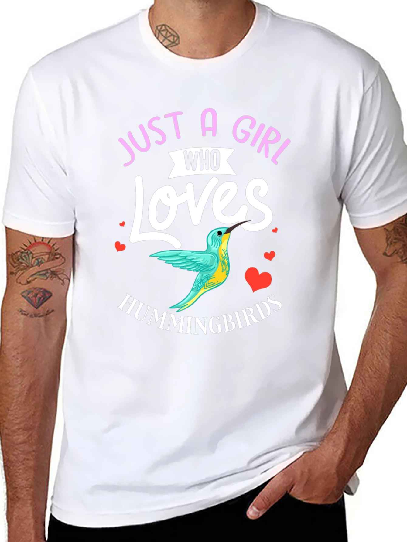 Black Hummingbird Lover T-Shirt - Just A Girl Who Loves Hummingbirds view 8