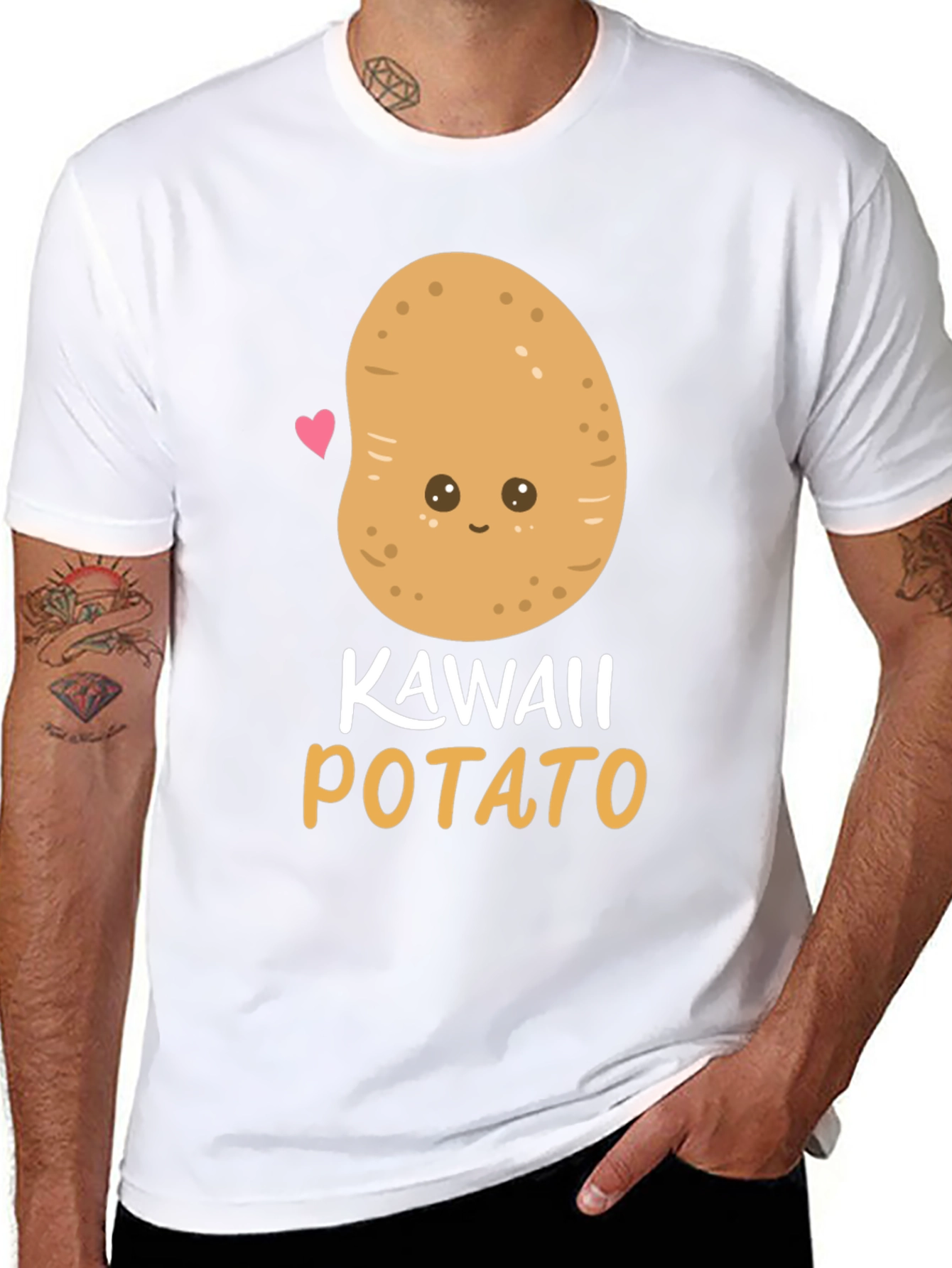 Black Kawaii Potato Graphic Tee - Unisex Comfort view 8