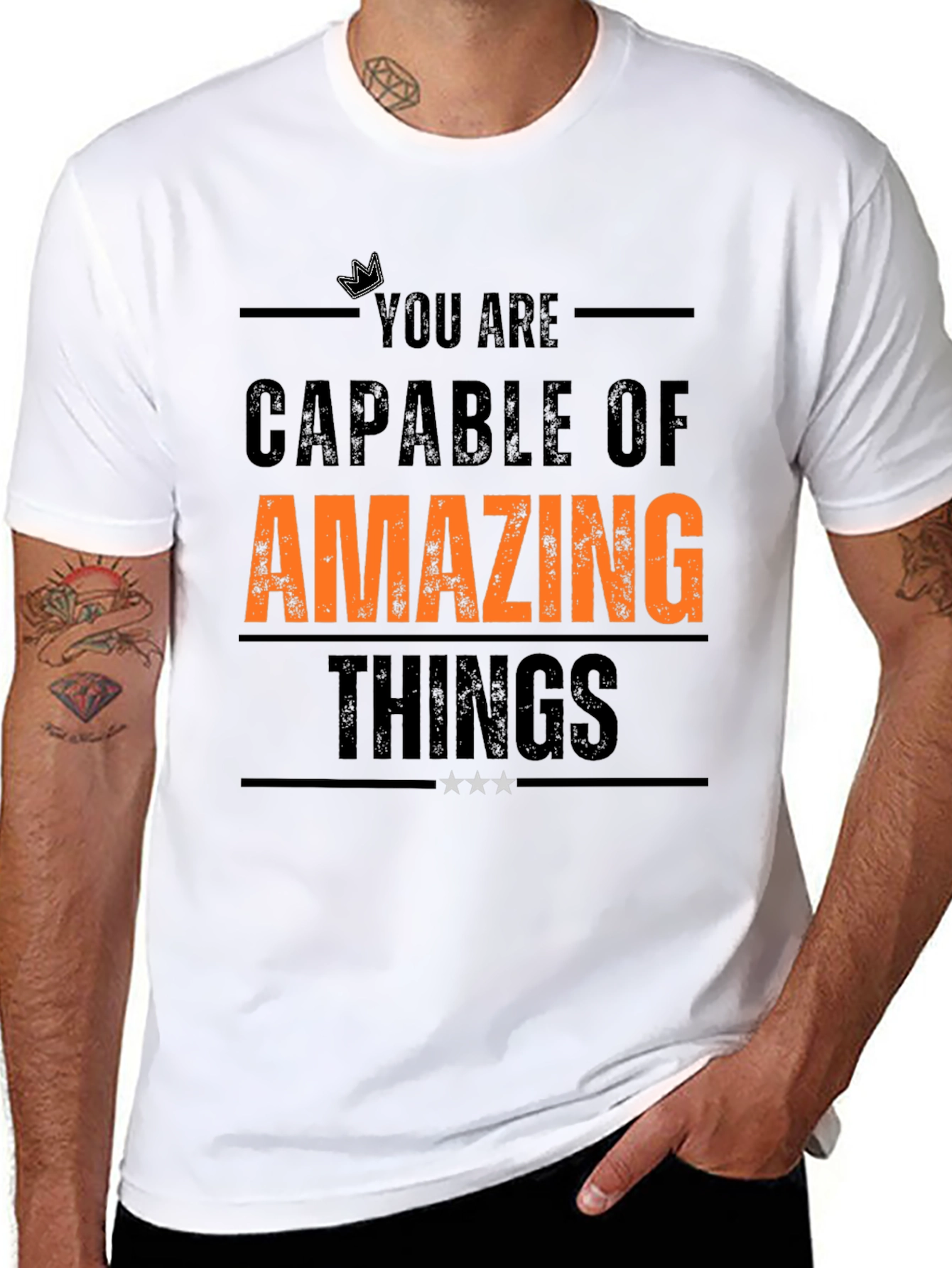 Black Inspirational T-Shirt: You Are Capable of Amazing Things view 8