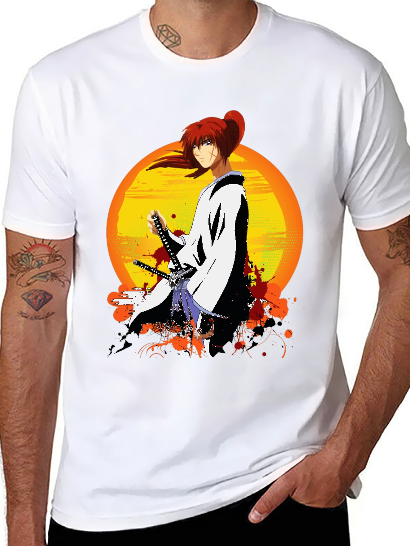 Black Anime Samurai T-Shirt view 8