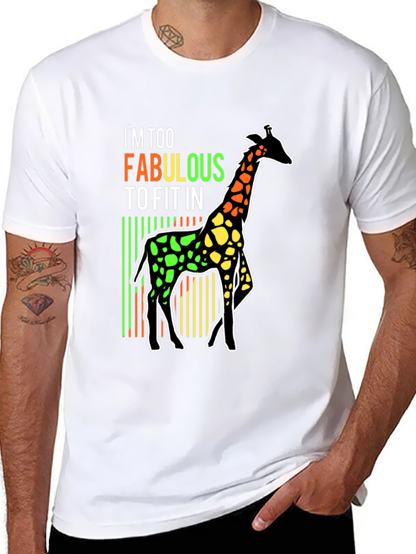Black Fabulous Giraffe T-Shirt - Unique Design view 8