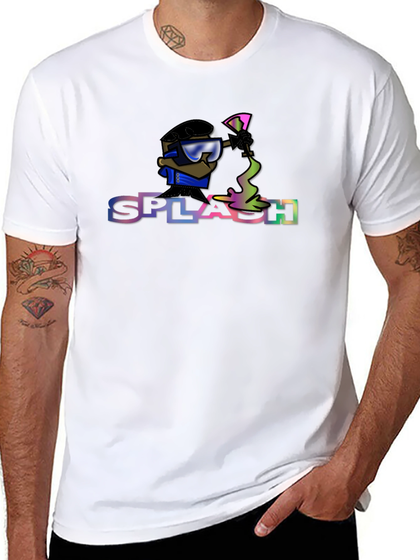 Black Splash Graphic Tee - Cool Cartoon Print view 8