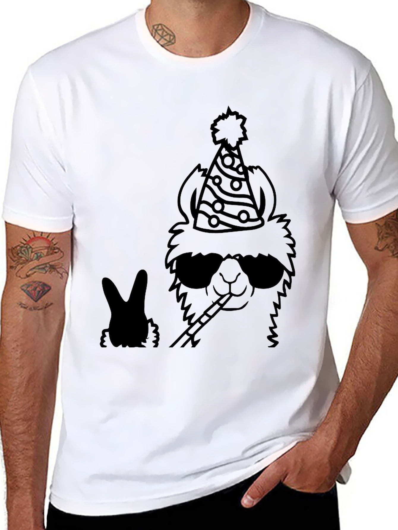 Black Party Llama T-Shirt view 8