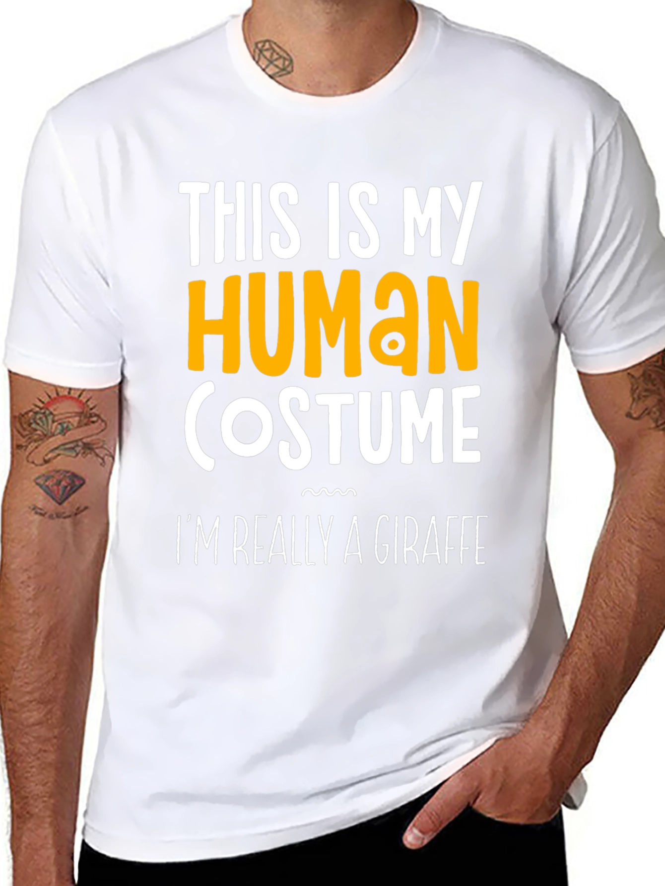 Black Funny Giraffe Costume T-Shirt - This Is My Human Costume view 8