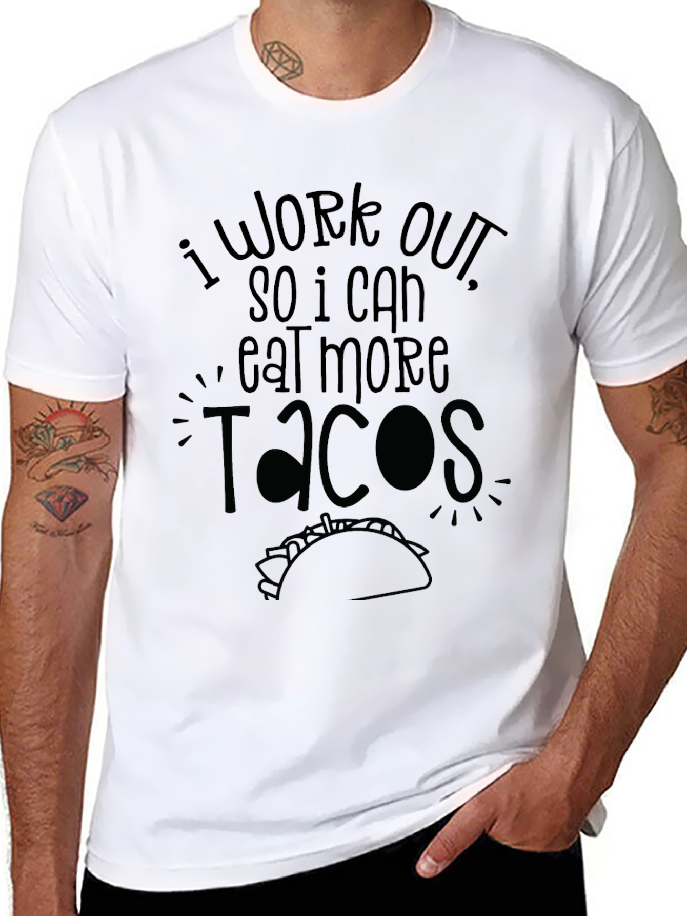 Black Funny Workout Taco T-Shirt view 8