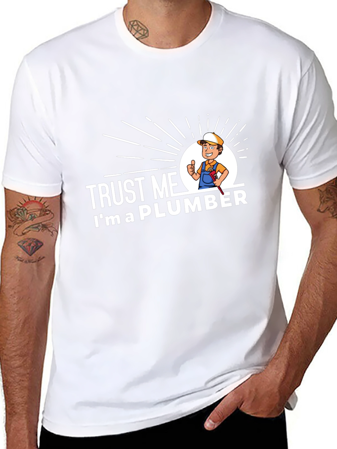 Black Trust Me I'm A Plumber Graphic T-Shirt view 8