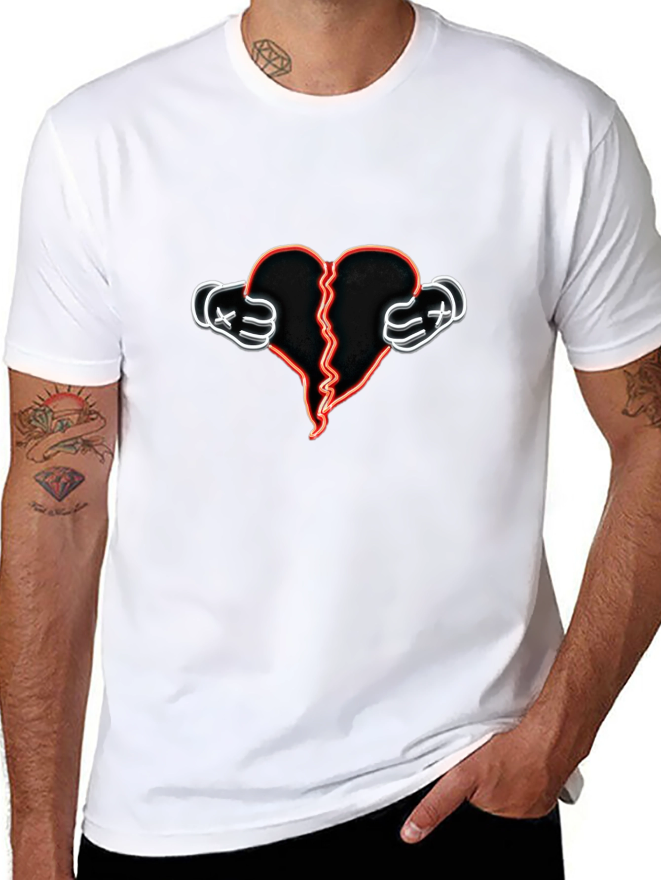Black Broken Heart Graphic Tee view 8