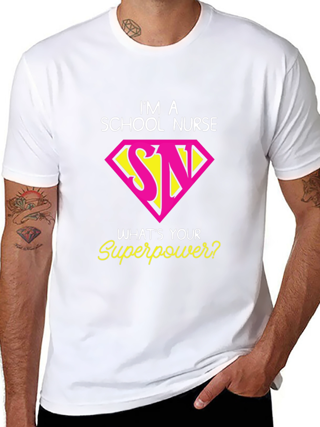 Black School Nurse Superpower T-Shirt view 8