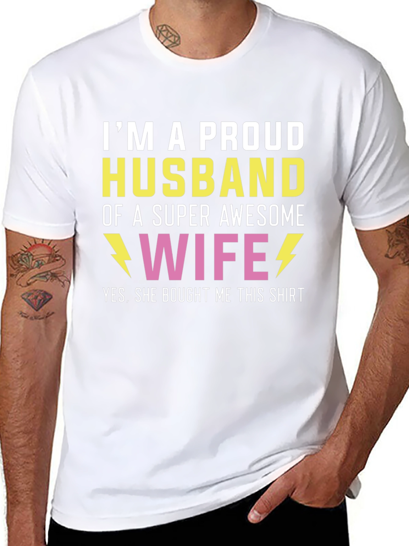 Black Proud Husband T-Shirt - Awesome Wife Gift view 8