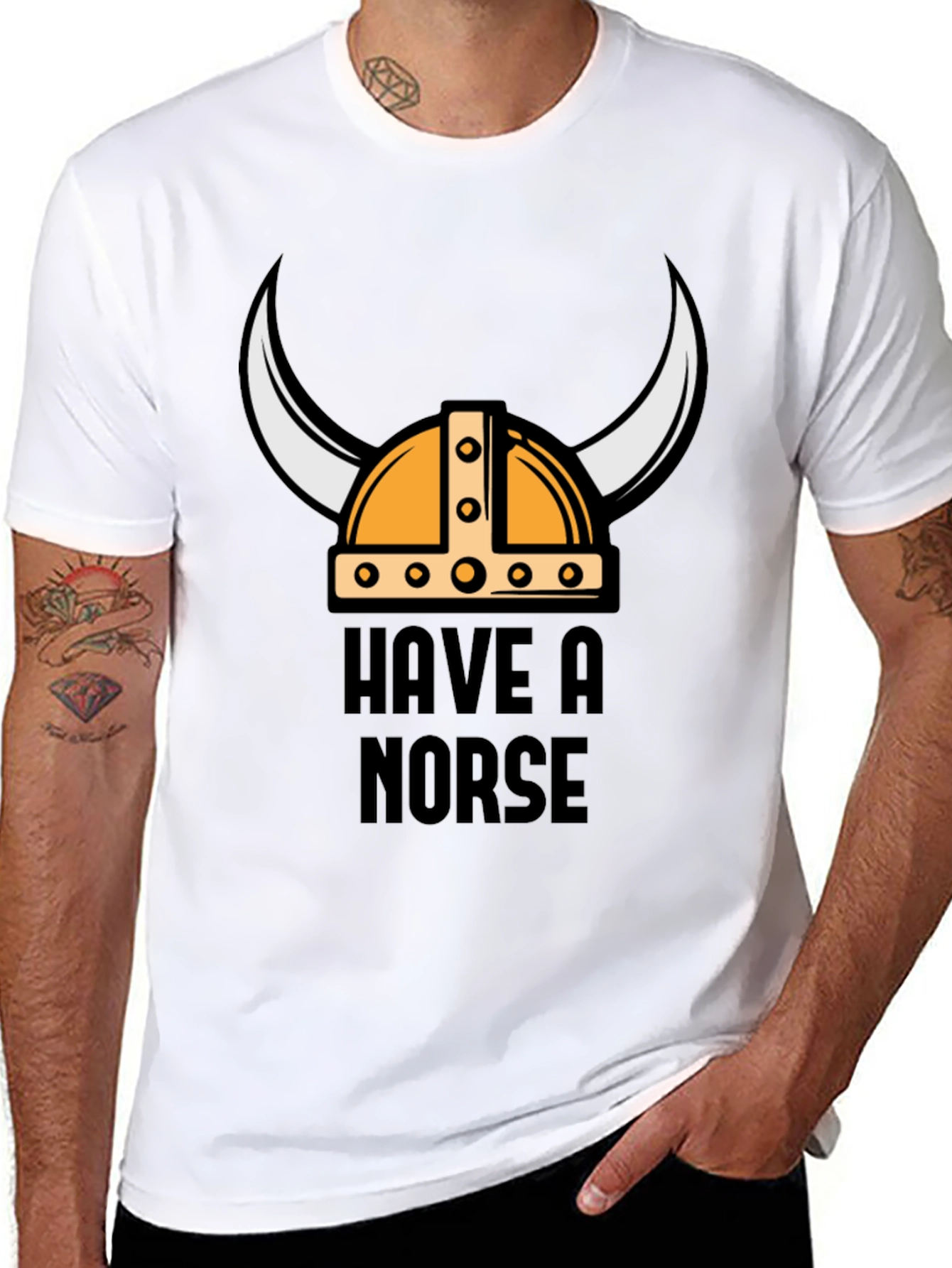 Black Have A Norse Day Viking Helmet T-Shirt view 8