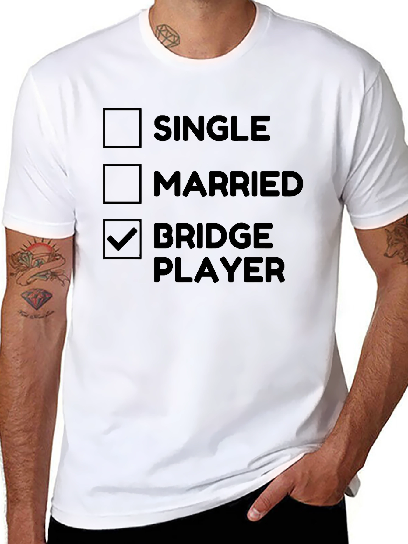 Black Funny Bridge Player T-Shirt view 8