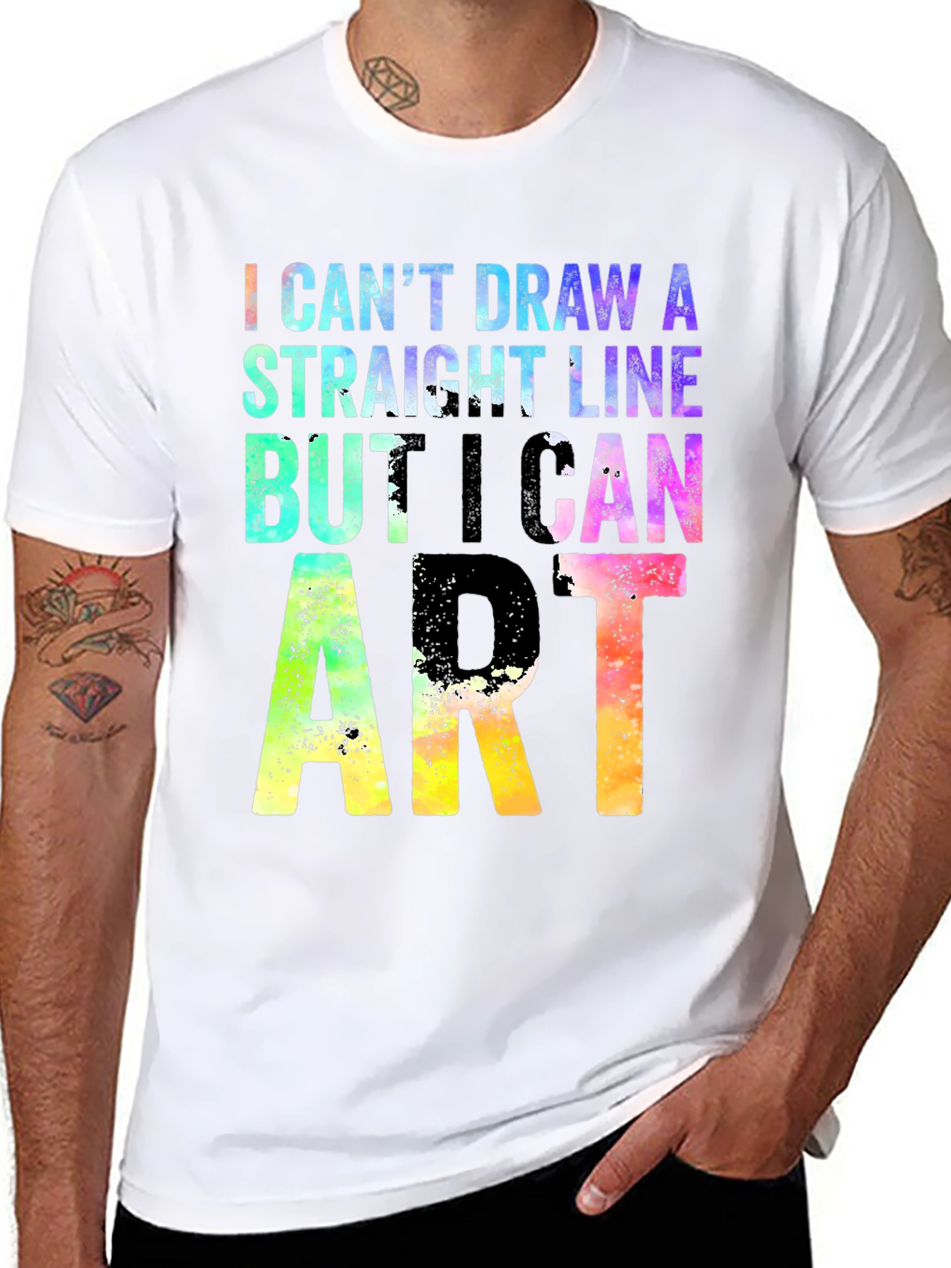 Black I Can't Draw A Straight Line But I Can Do Art T-Shirt view 8