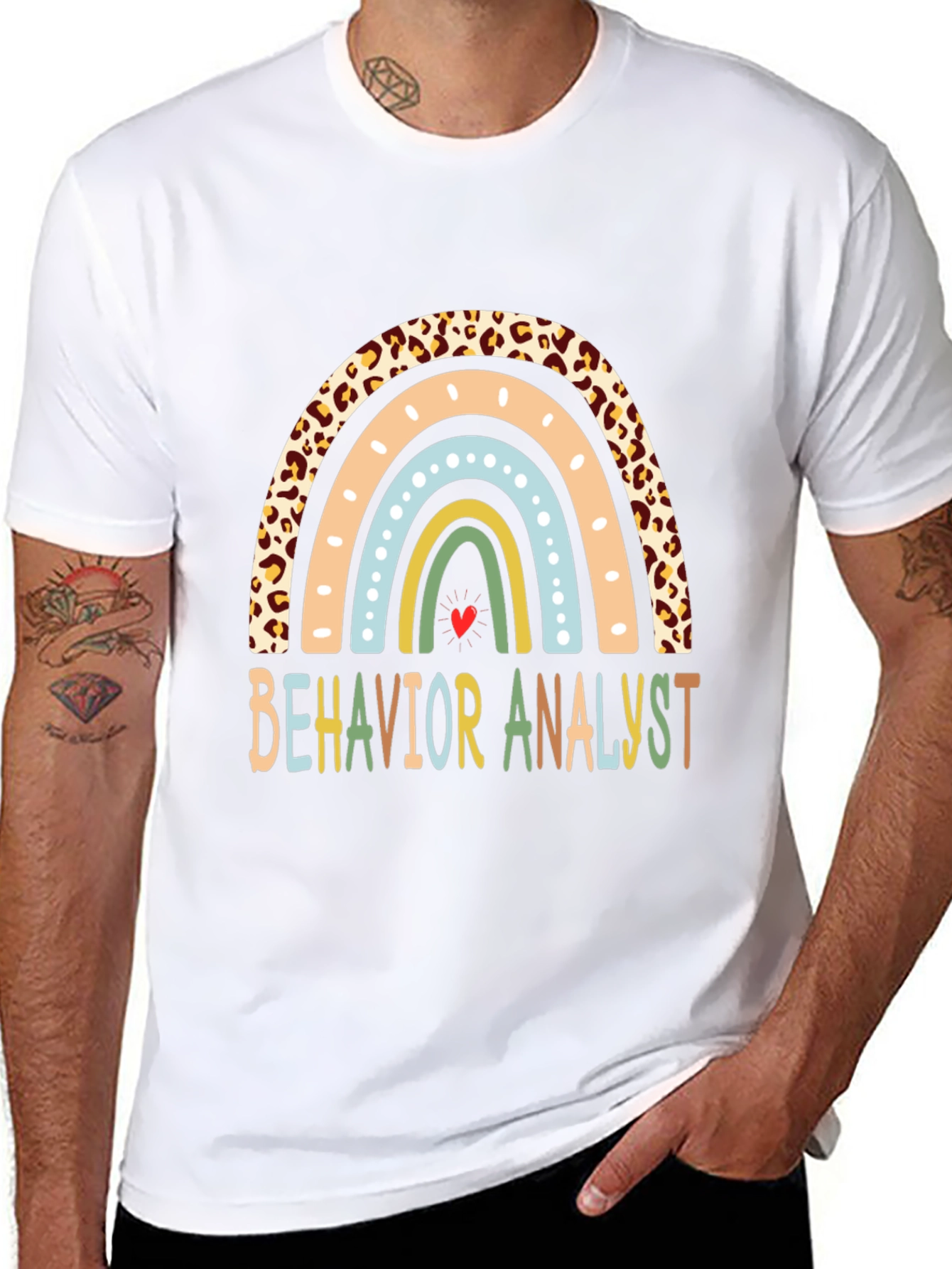 Black Behavior Analyst Rainbow Graphic Tee view 8