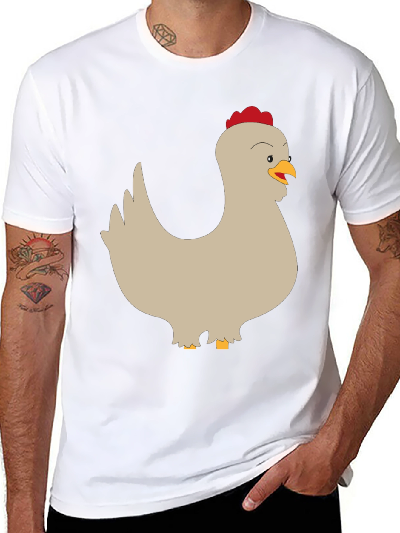 Black Funny Chicken Graphic Tee - Men's Black T-Shirt view 8