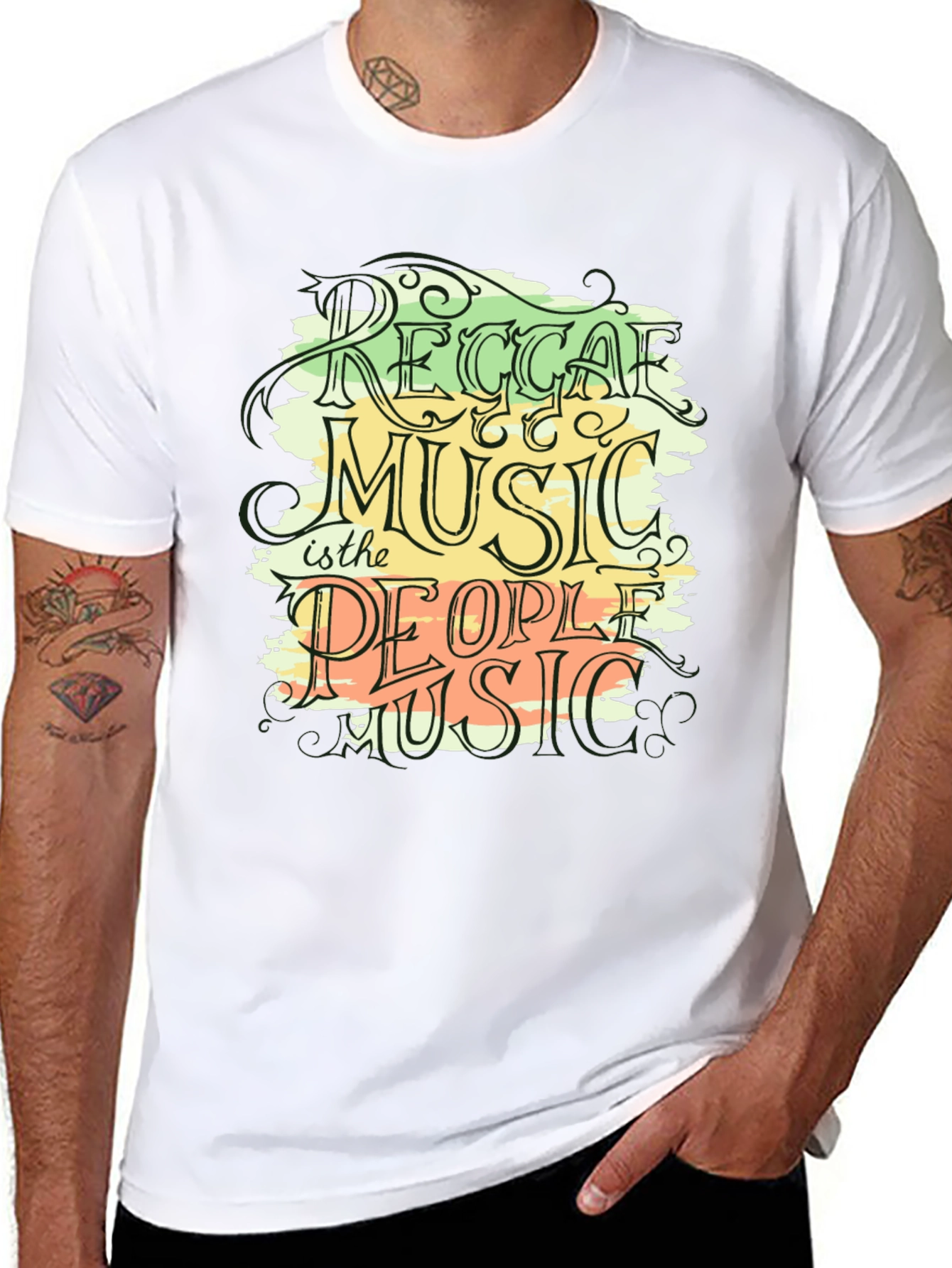 Black Reggae Music Graphic Black T-Shirt view 8