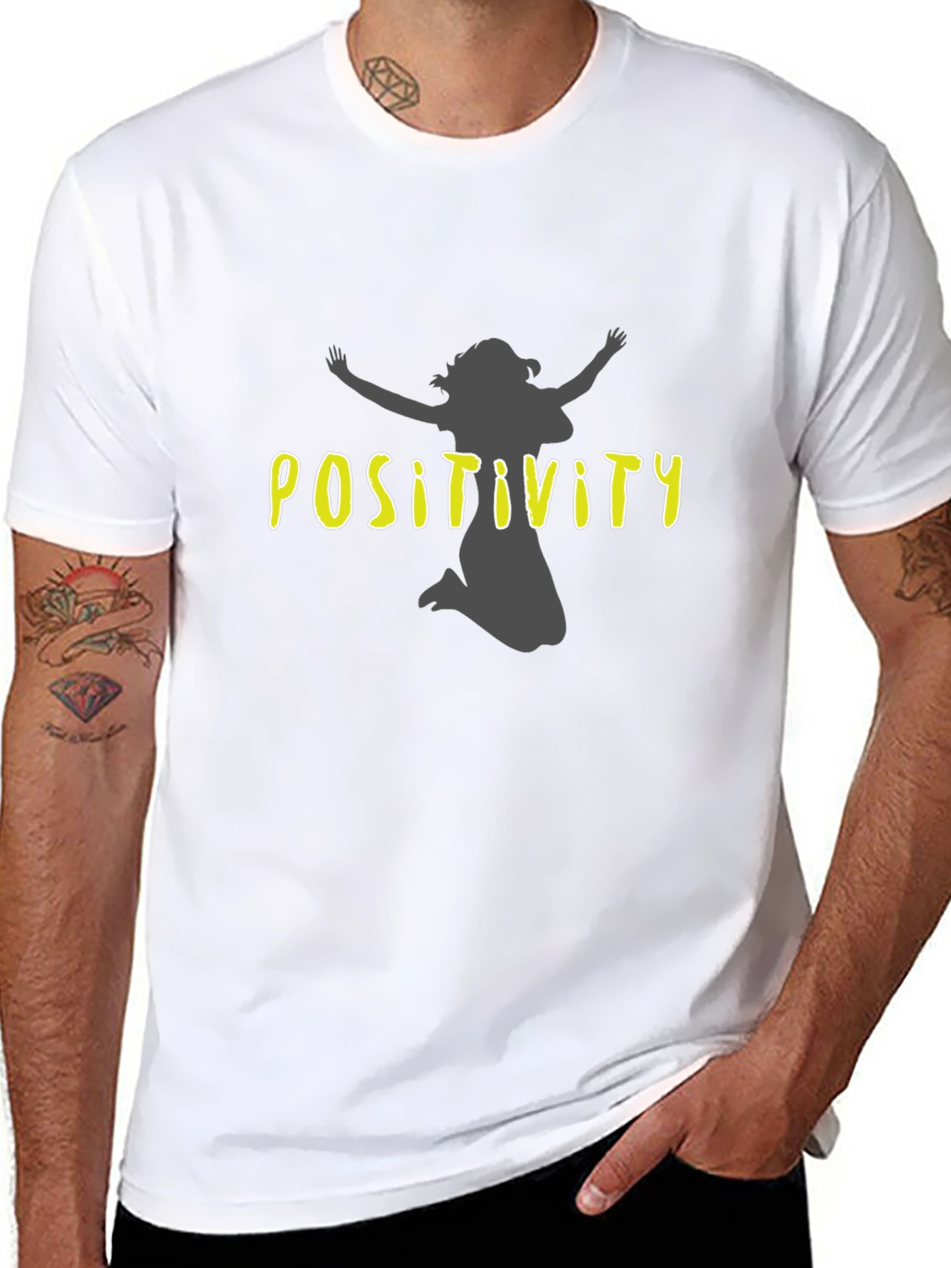 Black Positivity Graphic Tee - Unisex Black T-Shirt view 8