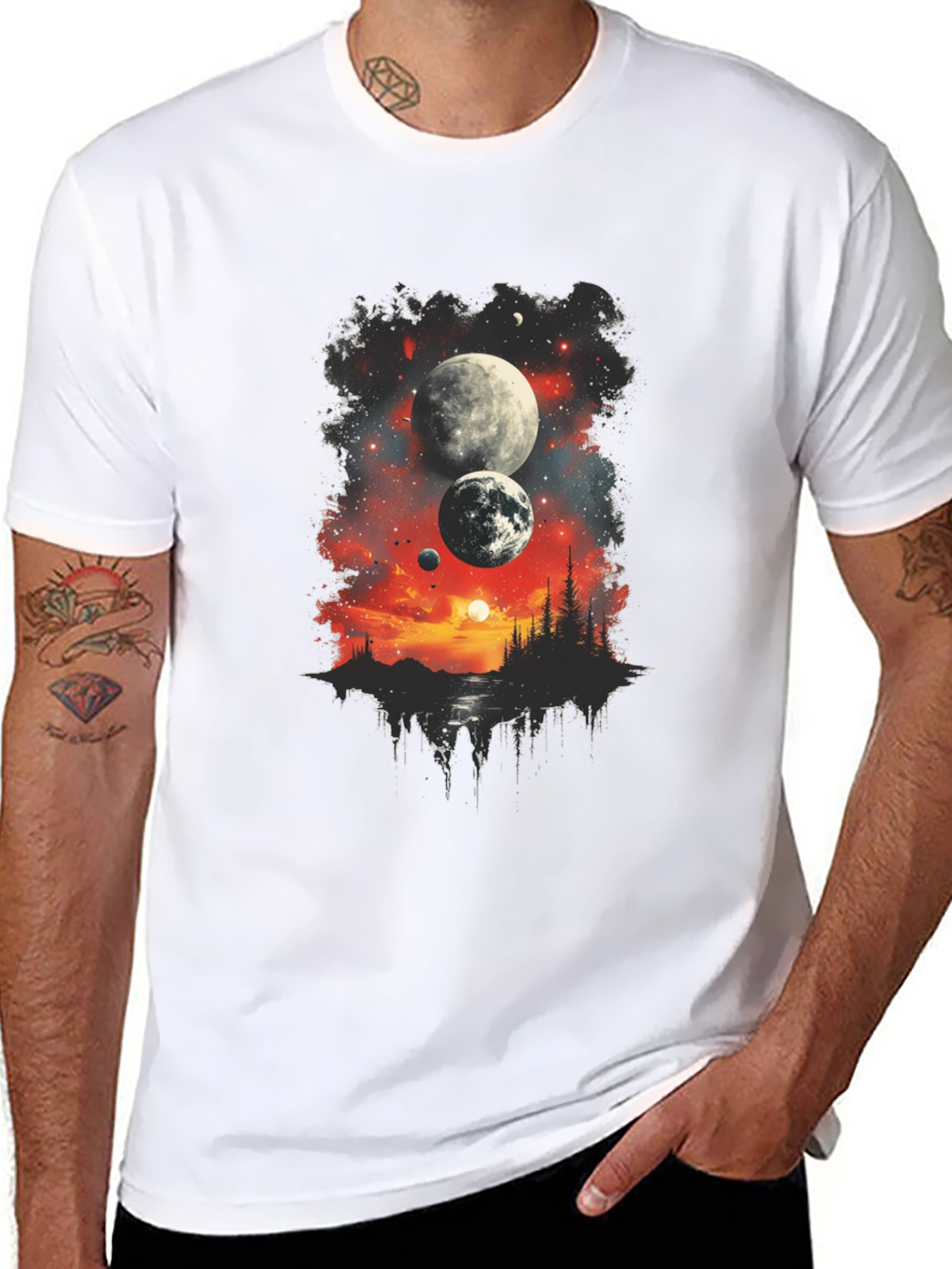 Black Cosmic Landscape Graphic Tee - Black T-Shirt view 8