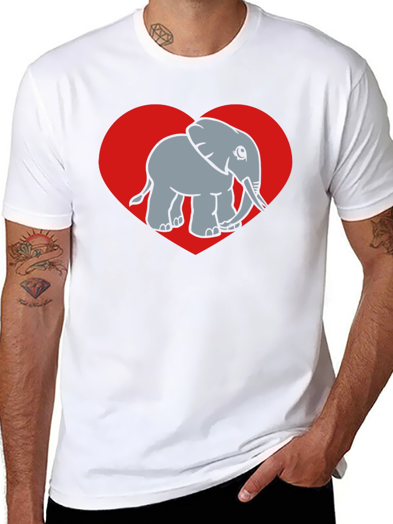Black Elephant Heart Graphic Tee - Black view 8