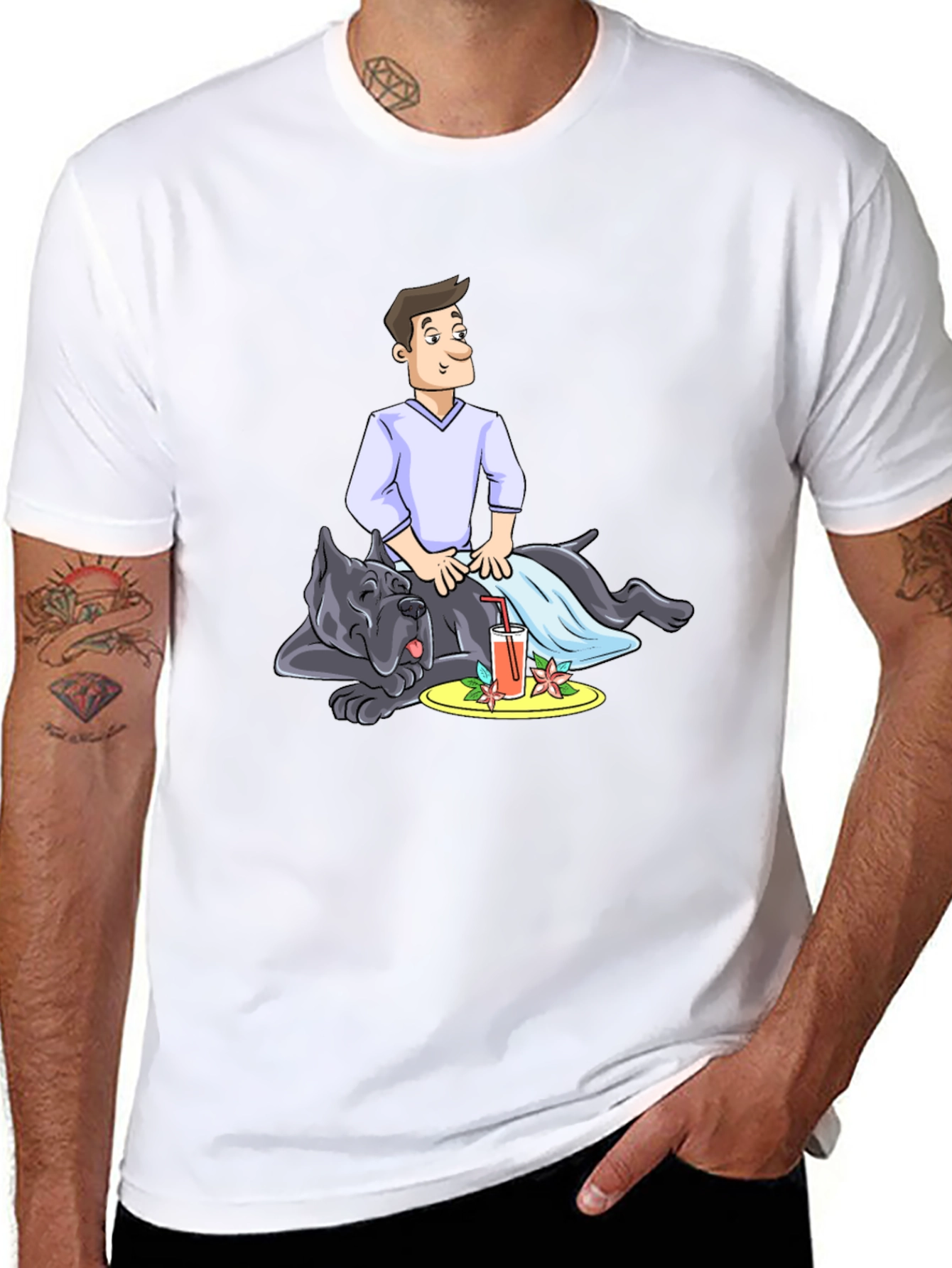 Black Relaxed Dog Massage T-Shirt view 8