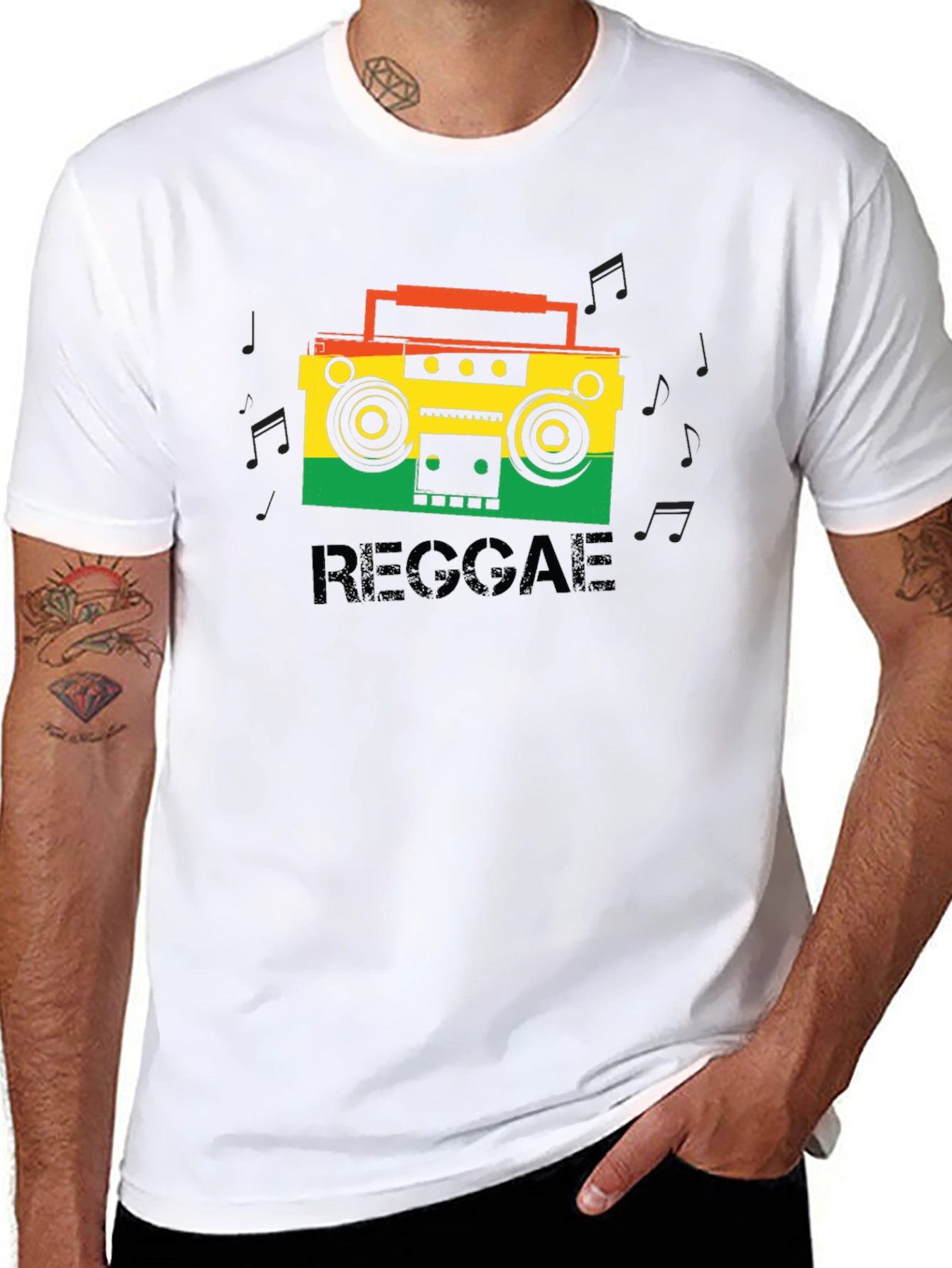 Black Reggae Boombox Graphic Tee view 8
