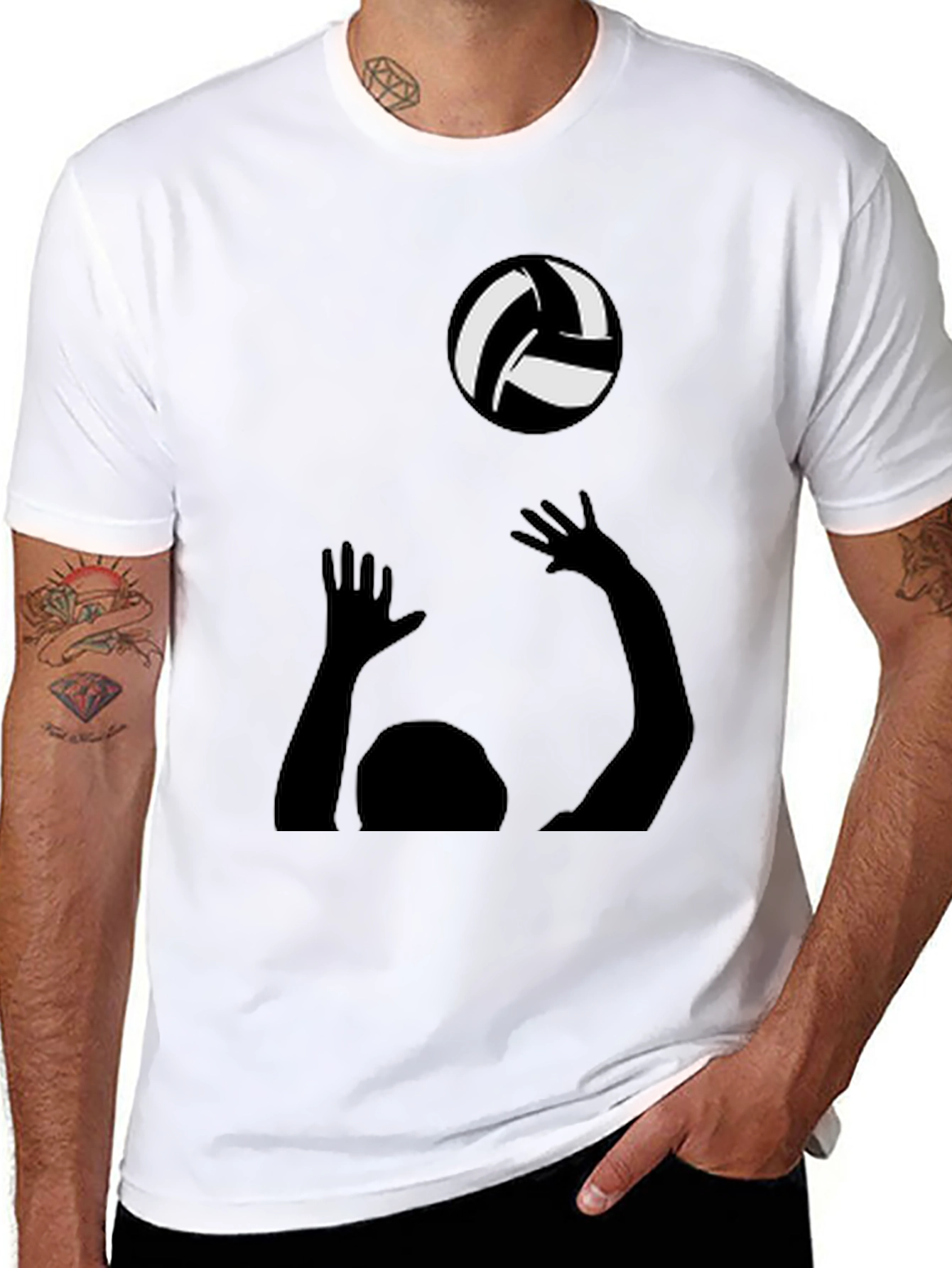 Black Volleyball Player Graphic Tee - Black Cotton Shirt view 8