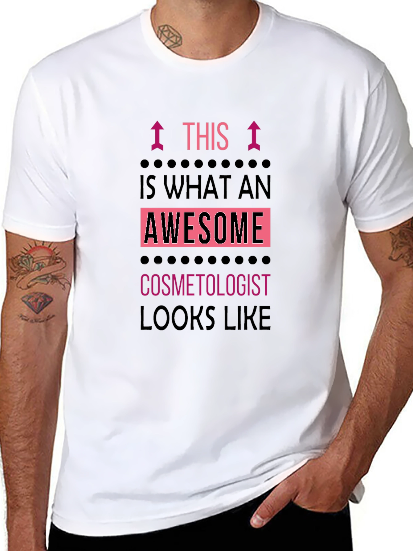 Black Awesome Cosmetologist T-Shirt, Black Graphic Tee view 8