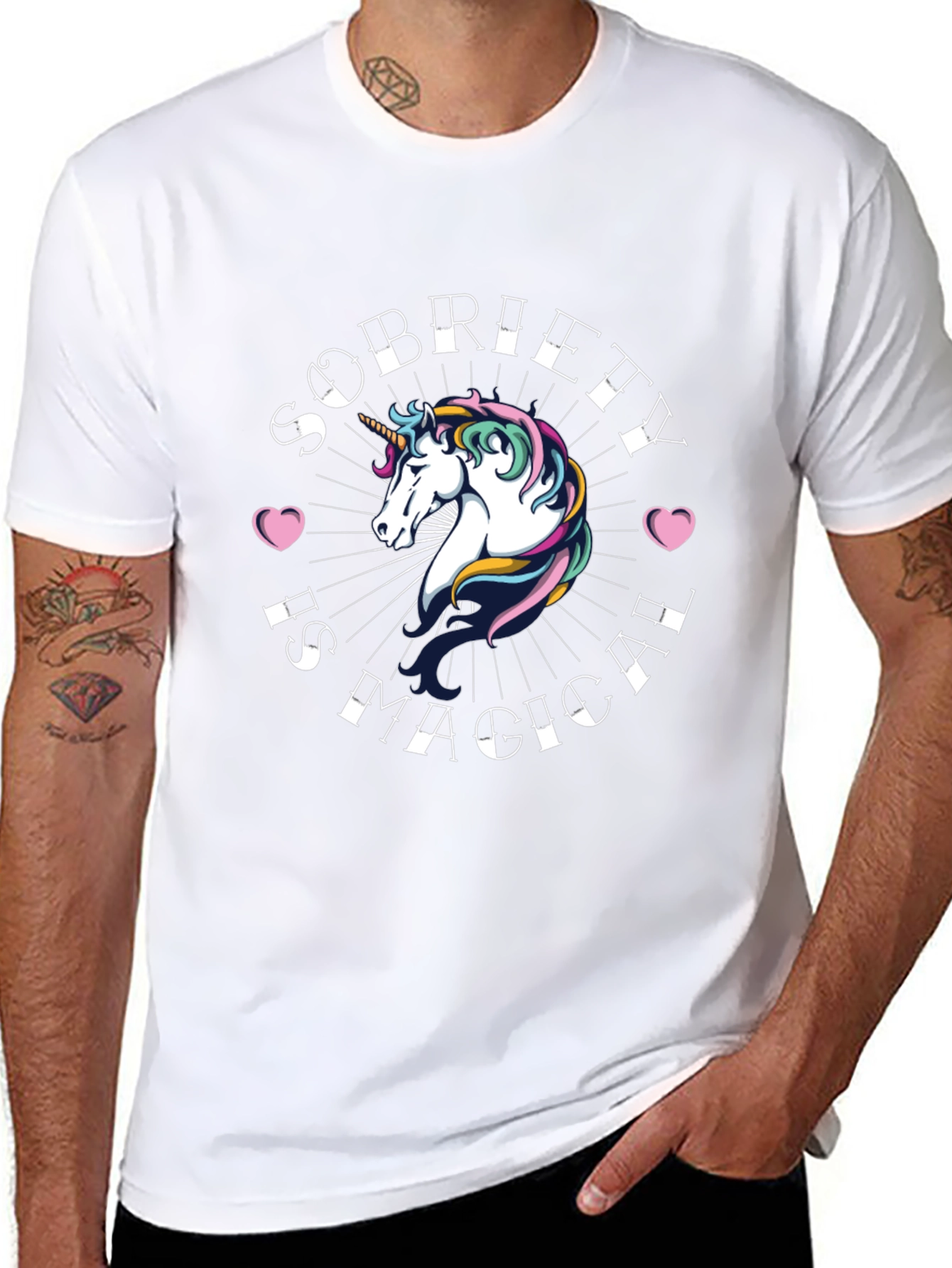 Black Sobriety Is Magical Unicorn T-Shirt - Black view 8