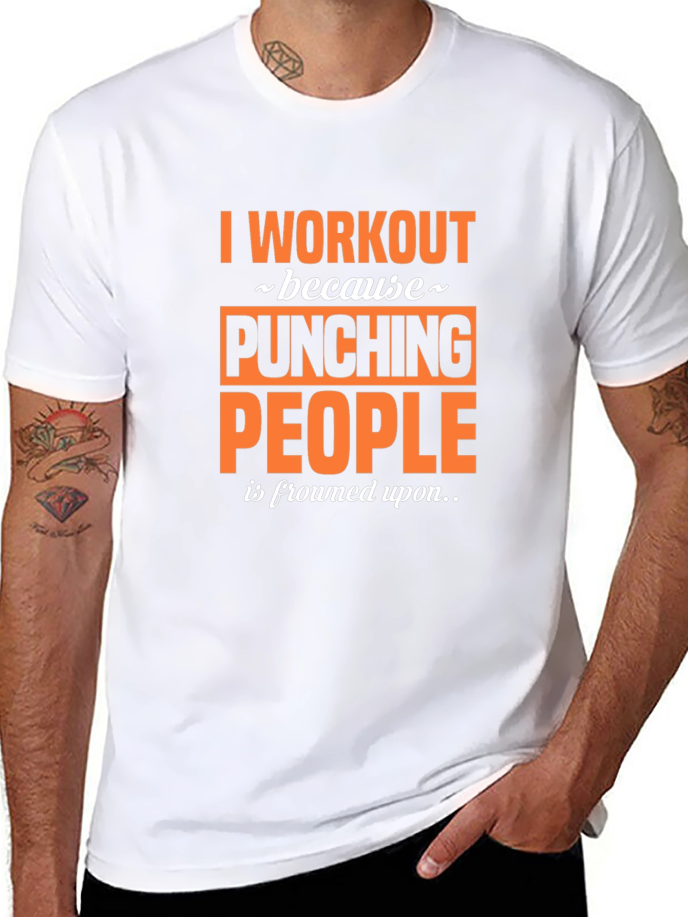 Black Workout Motivation Tee - Punching People view 8