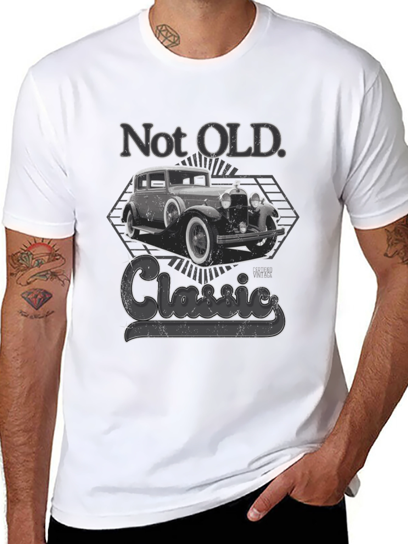 Black Not Old Classic Car T-Shirt view 8