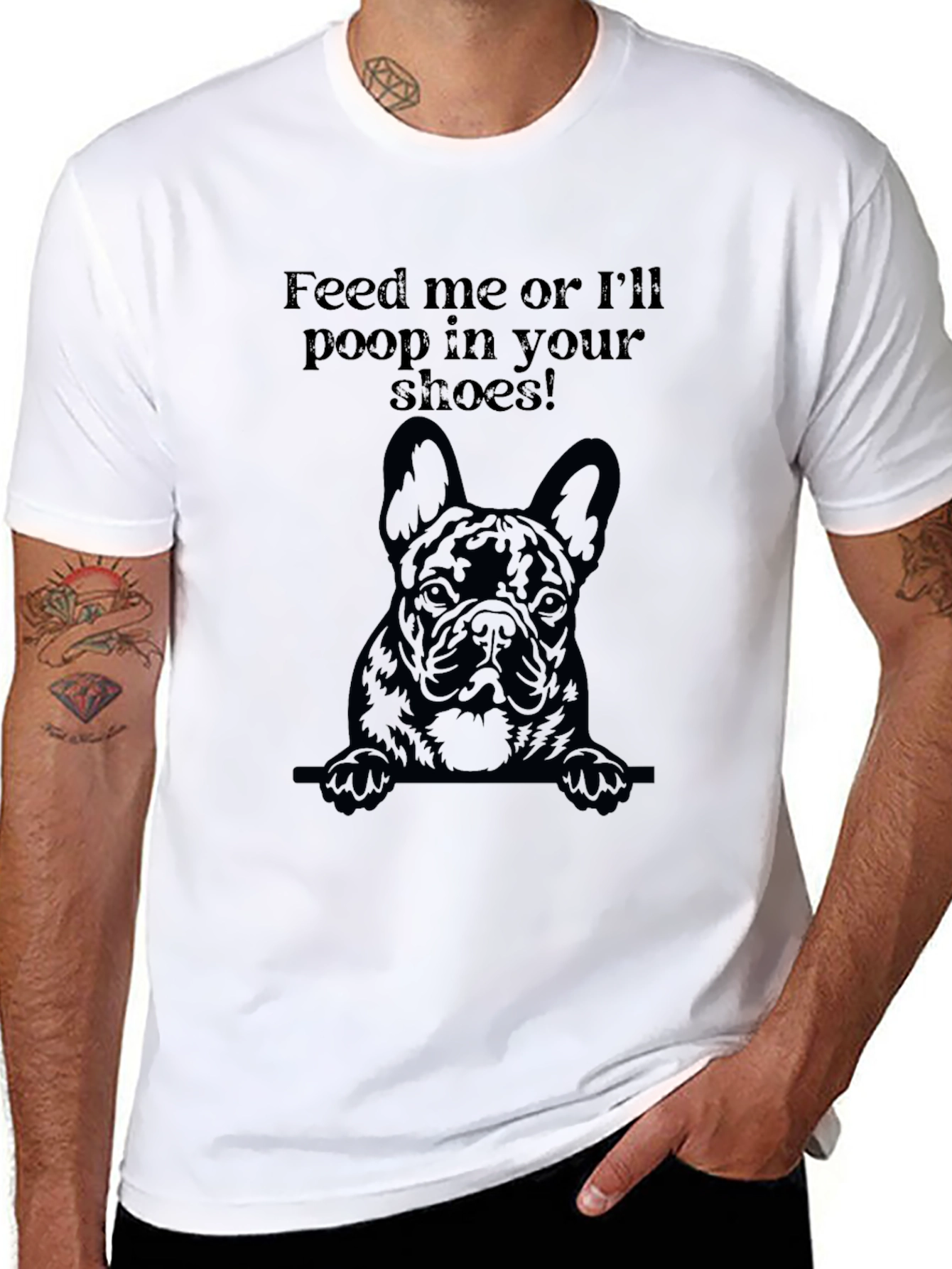 Black Feed Me Dog Graphic T-Shirt view 8