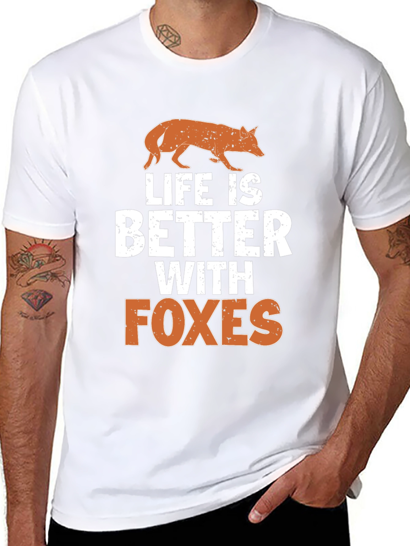 Black Life is Better with Foxes Graphic Tee - Black view 8
