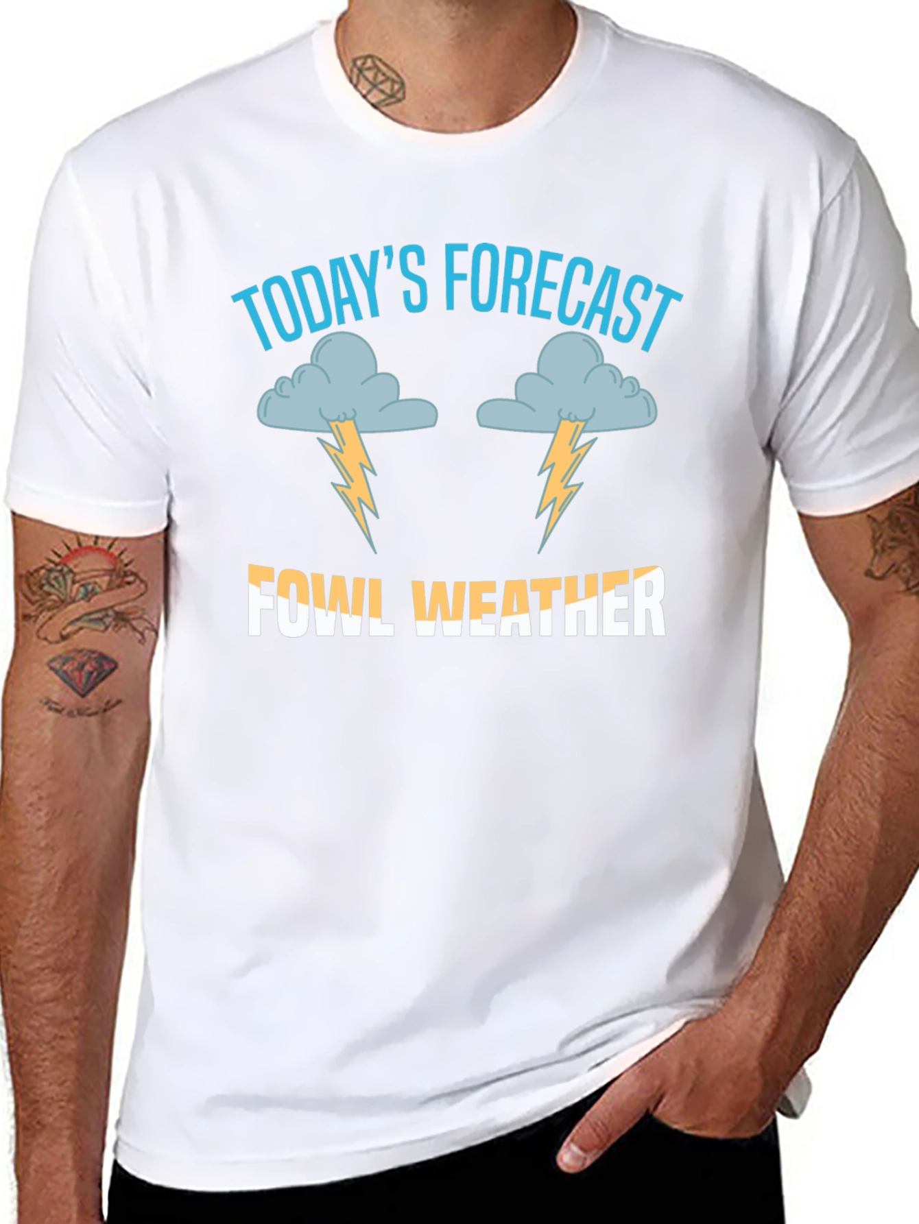 Black Fowl Weather T-Shirt - Funny Weather Forecast Tee view 8