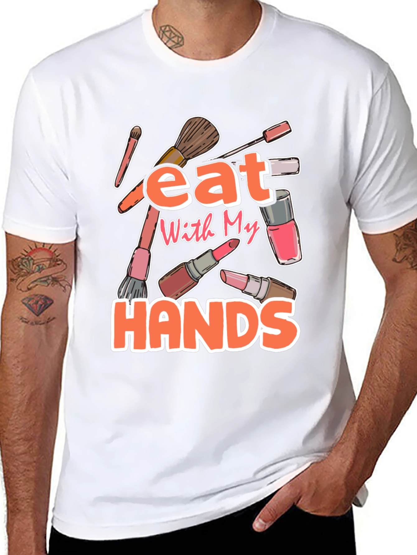 Black Eat With My Hands Makeup T-Shirt view 8