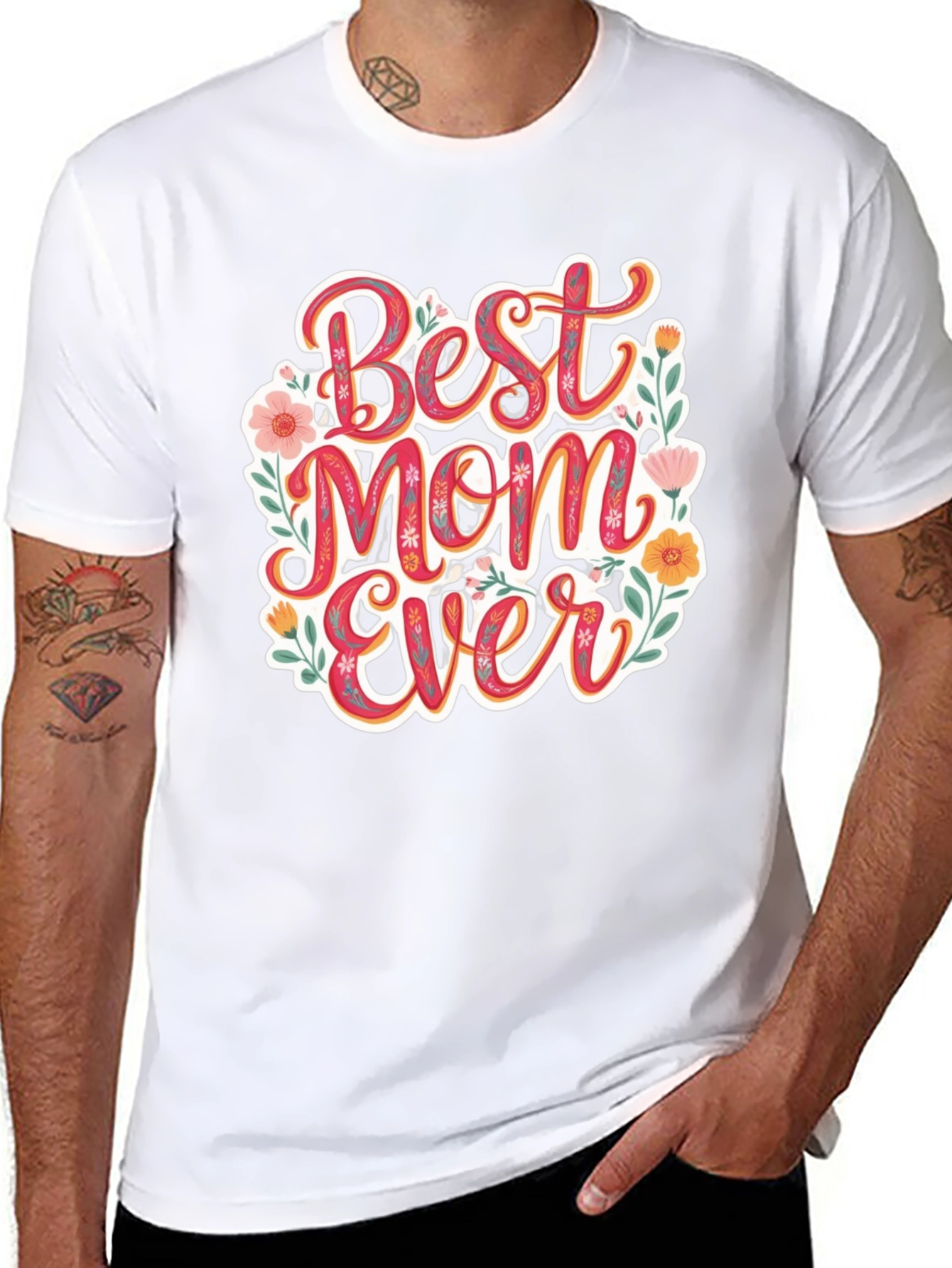 Black Best Mom Ever Floral T-Shirt view 8