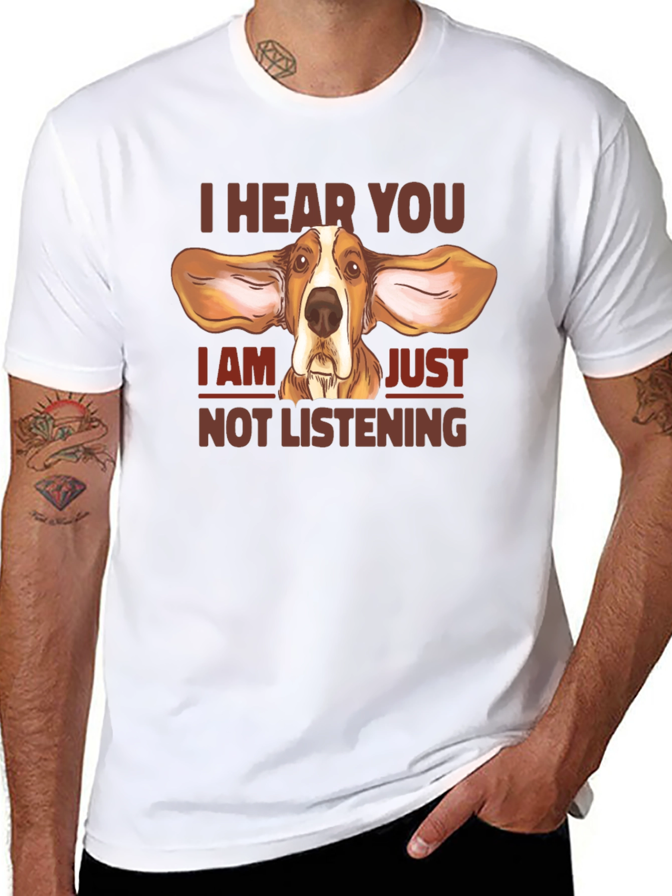 Black Funny Dog T-Shirt: I Hear You, Not Listening! view 8