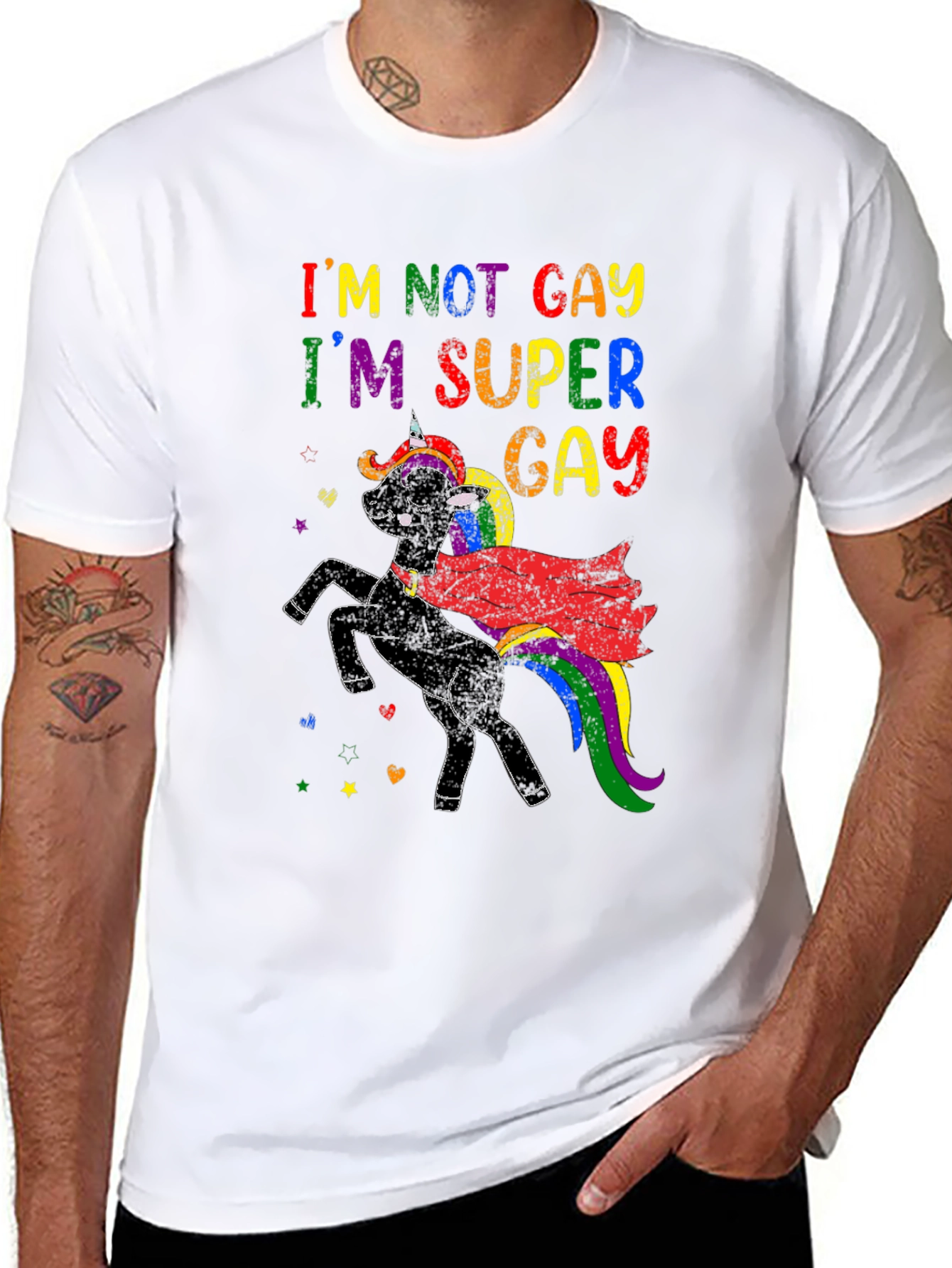 Black I'm Super Gay Unicorn T-Shirt view 8