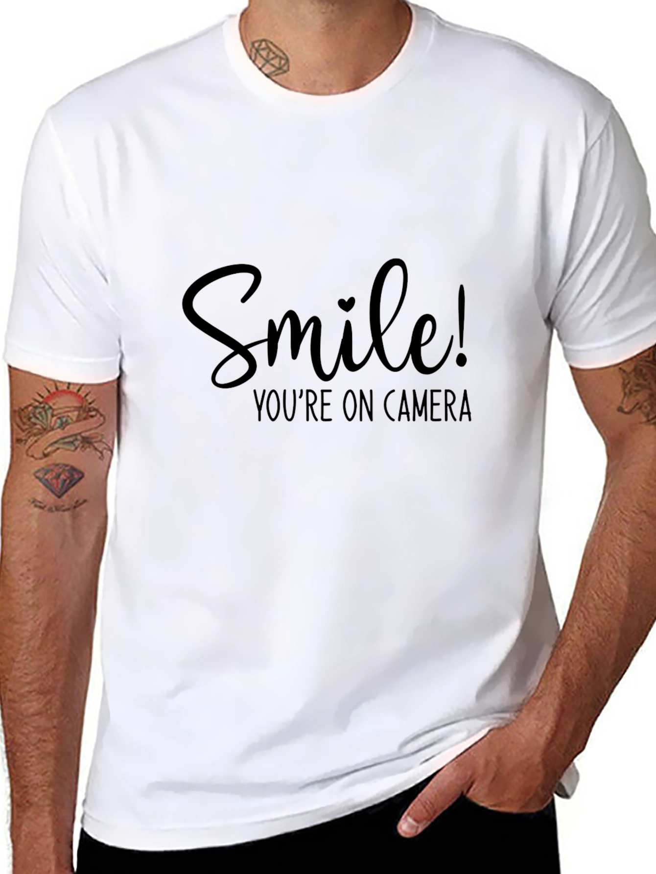 Black Smile You're On Camera Black T-Shirt view 8