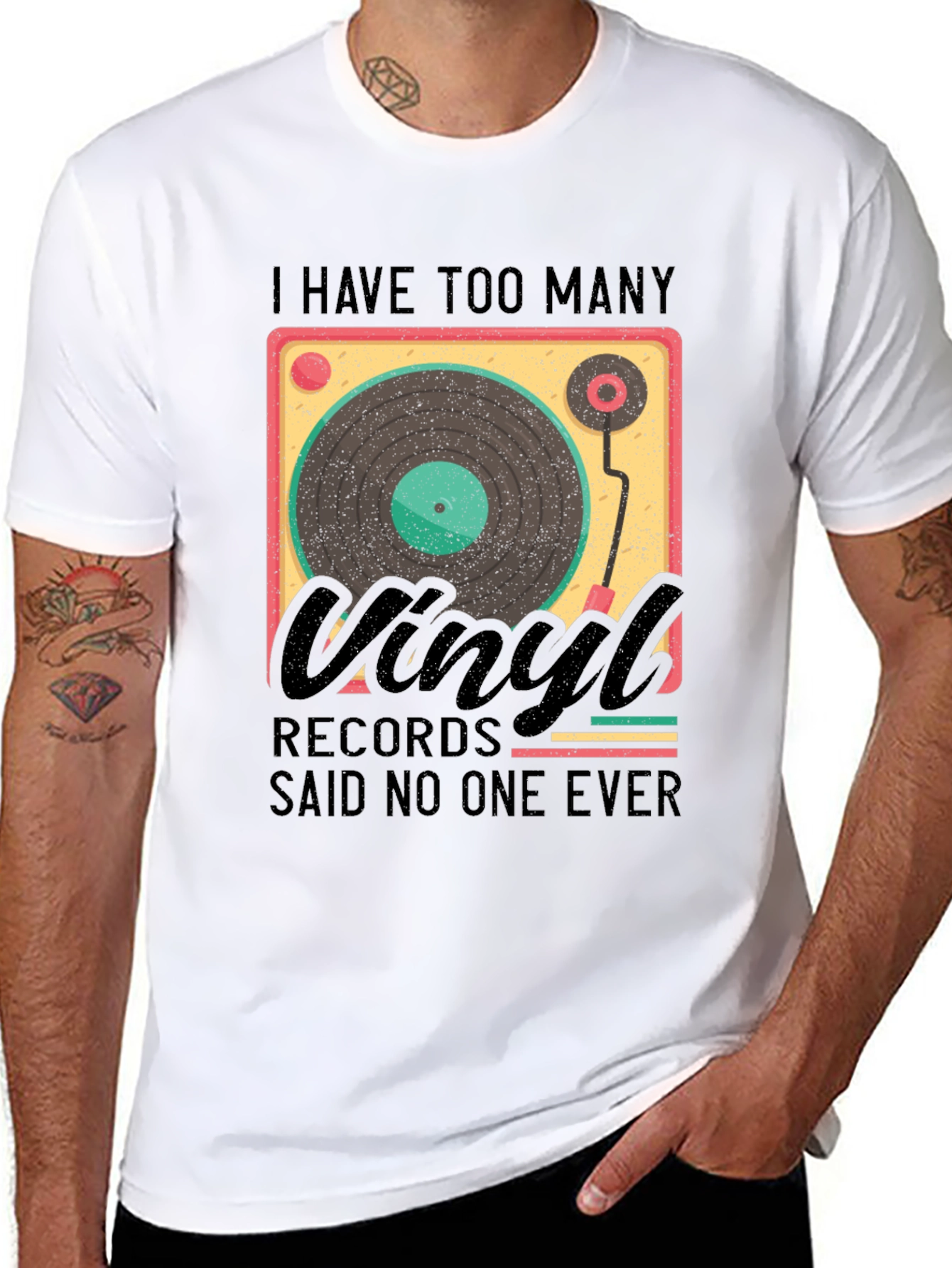 Black Vinyl Record Lover T-Shirt - "Said No One Ever" view 8