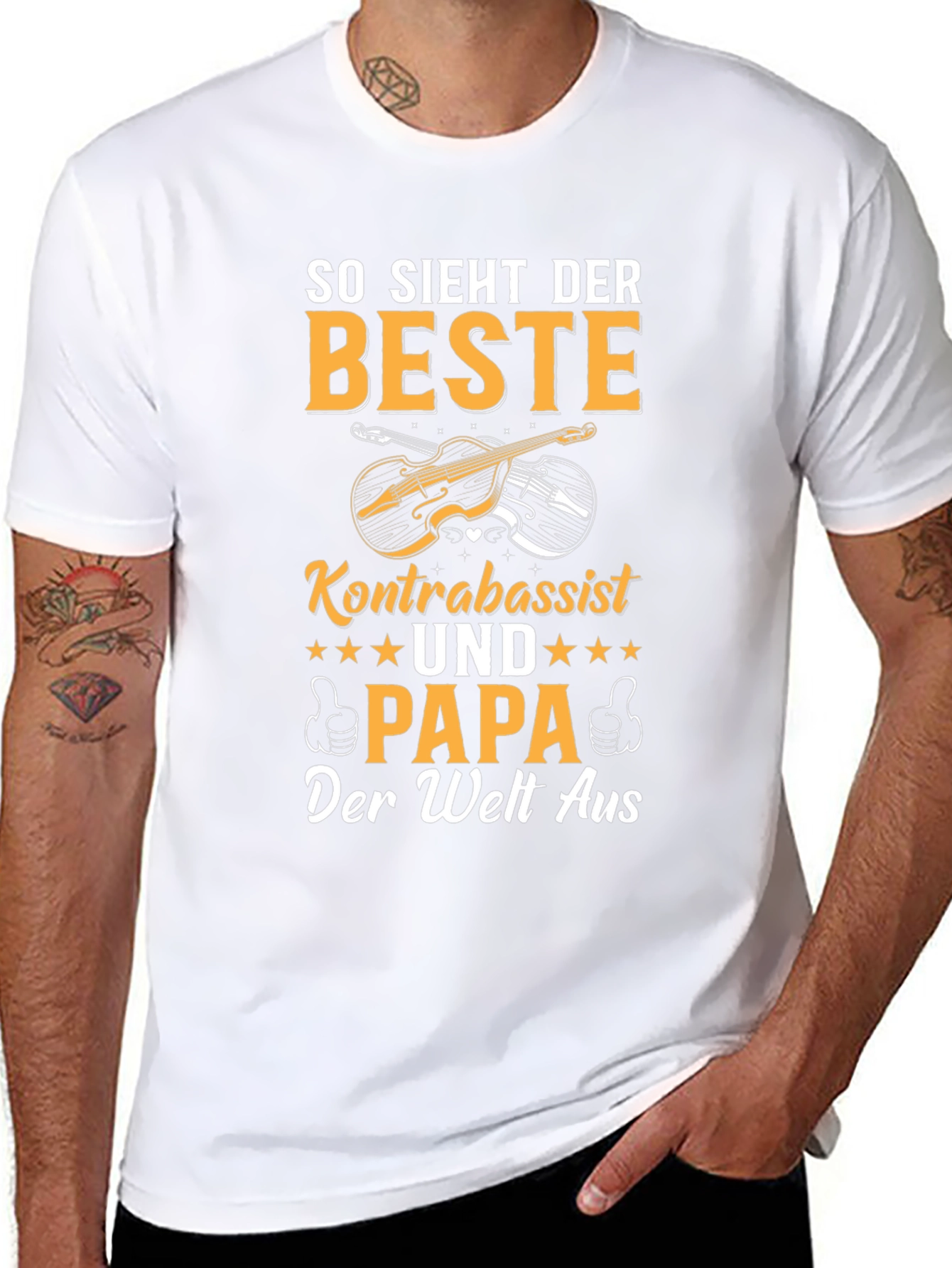 Black Best Kontrabassist Papa T-Shirt view 8