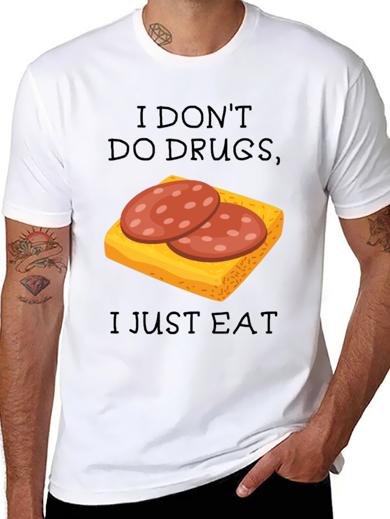 Black I Don't Do Drugs I Just Eat Funny T-Shirt view 8