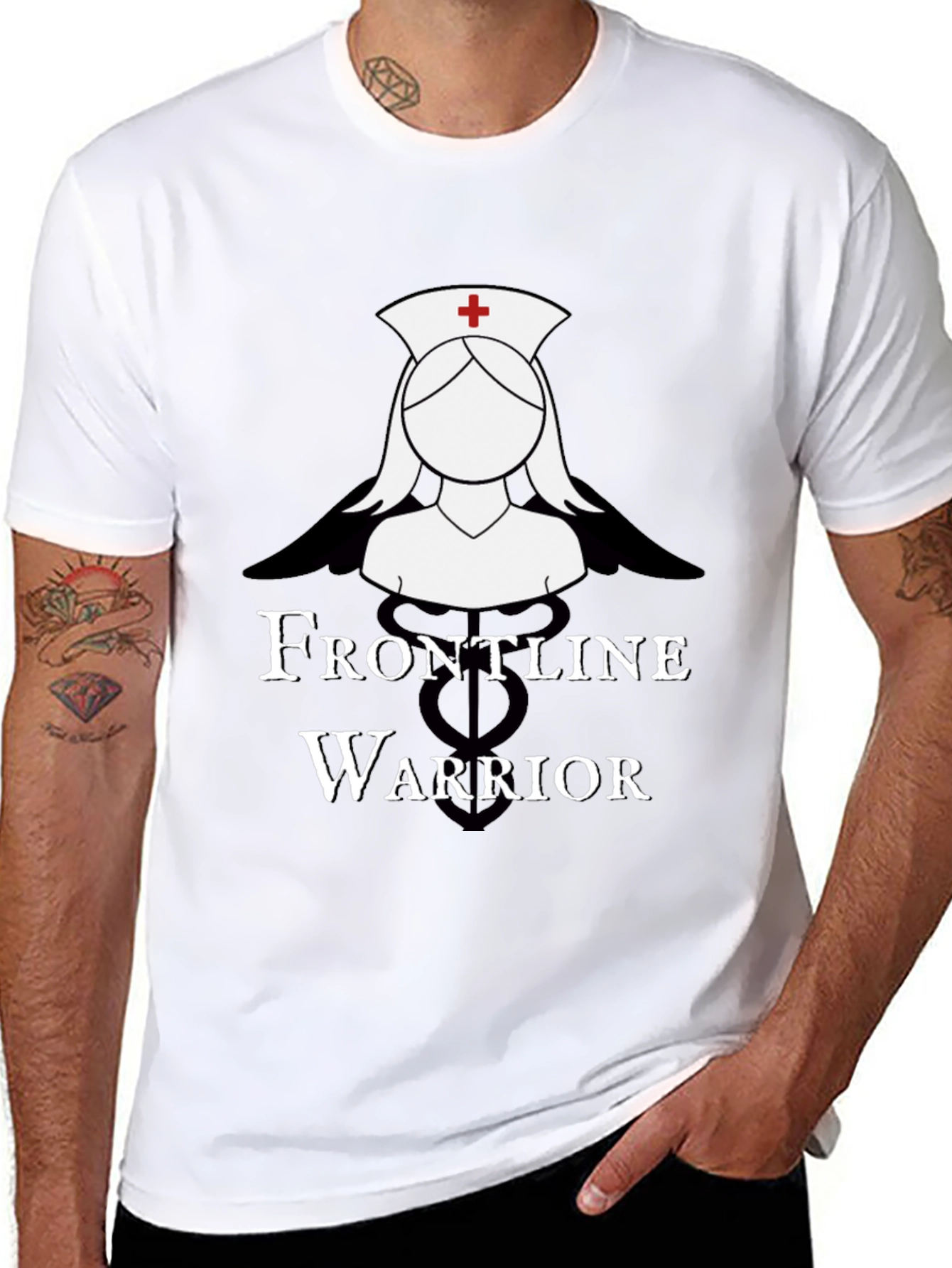 Black Frontline Warrior Nurse T-Shirt view 8