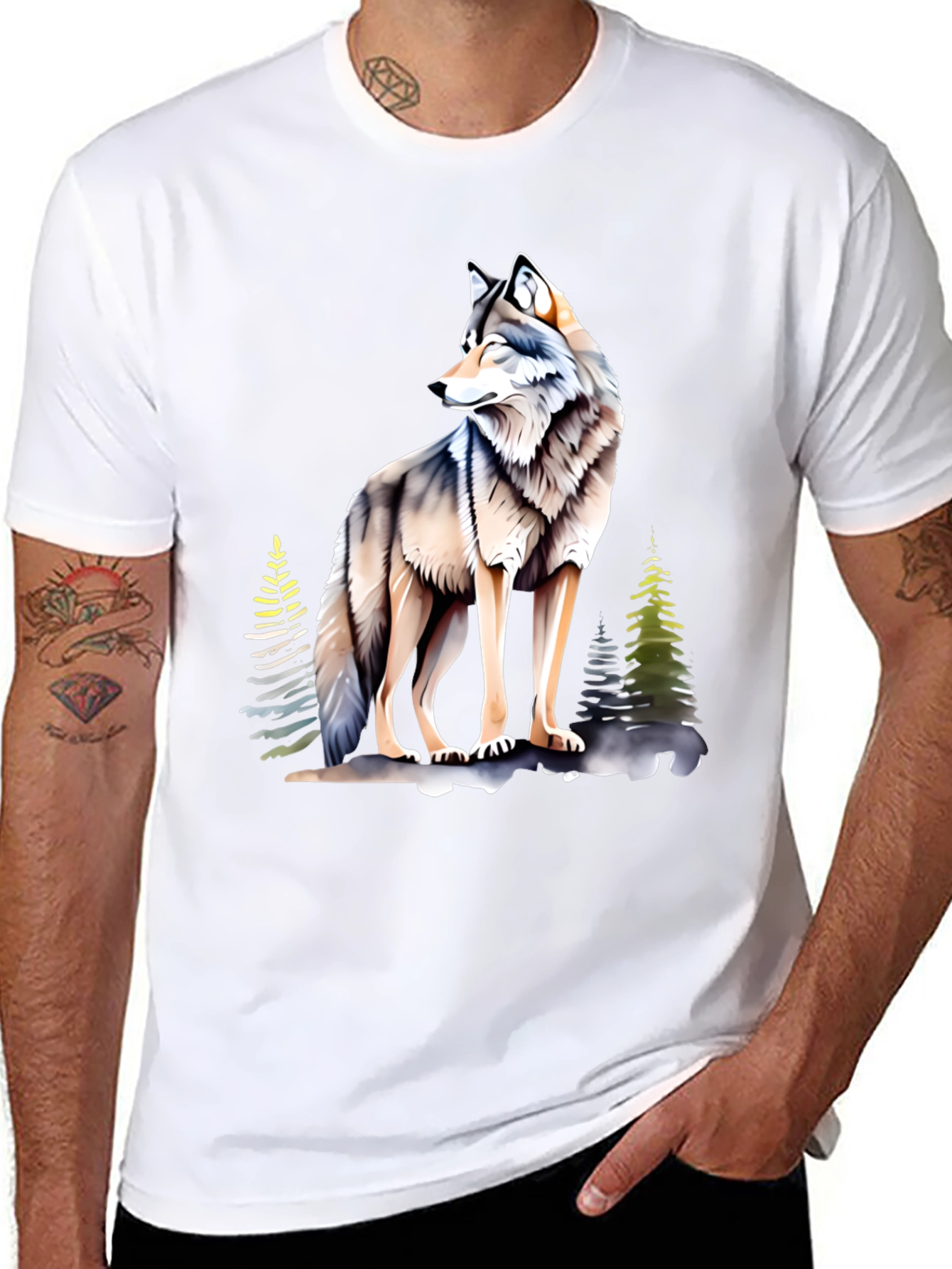 Black Wolf Graphic Tee - Cool Nature Design view 8