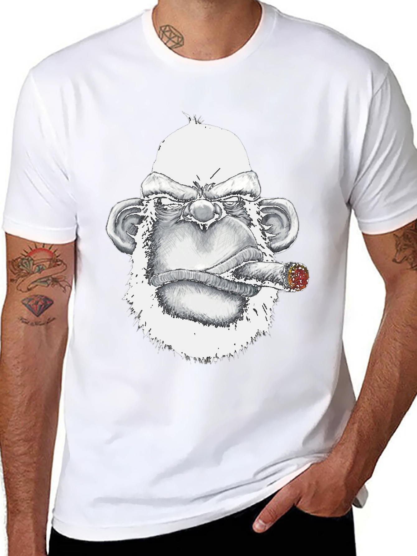 Black Grumpy Gorilla Tee: Bold Graphic Print view 8