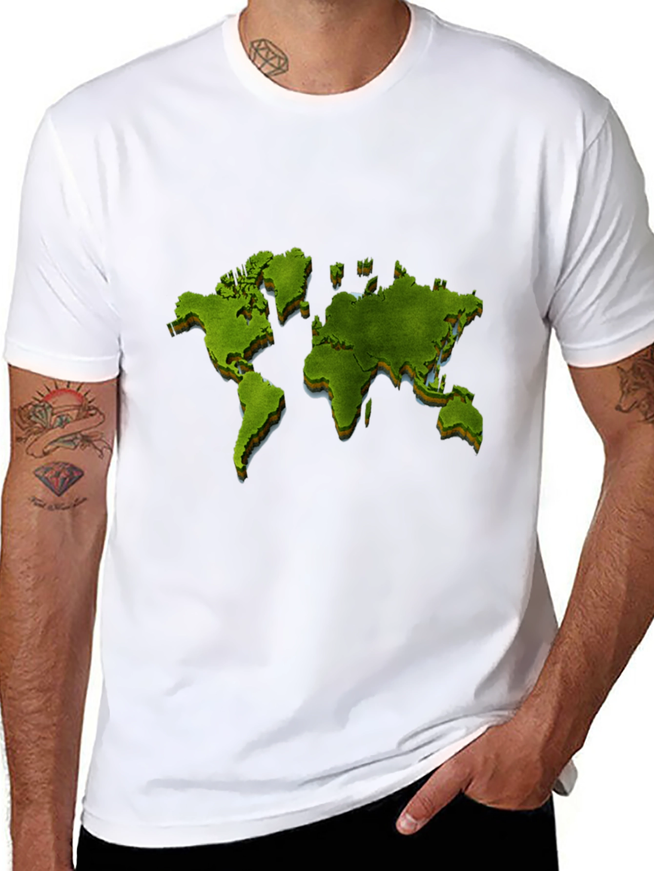 Black World Map Graphic Print Black T-Shirt view 8