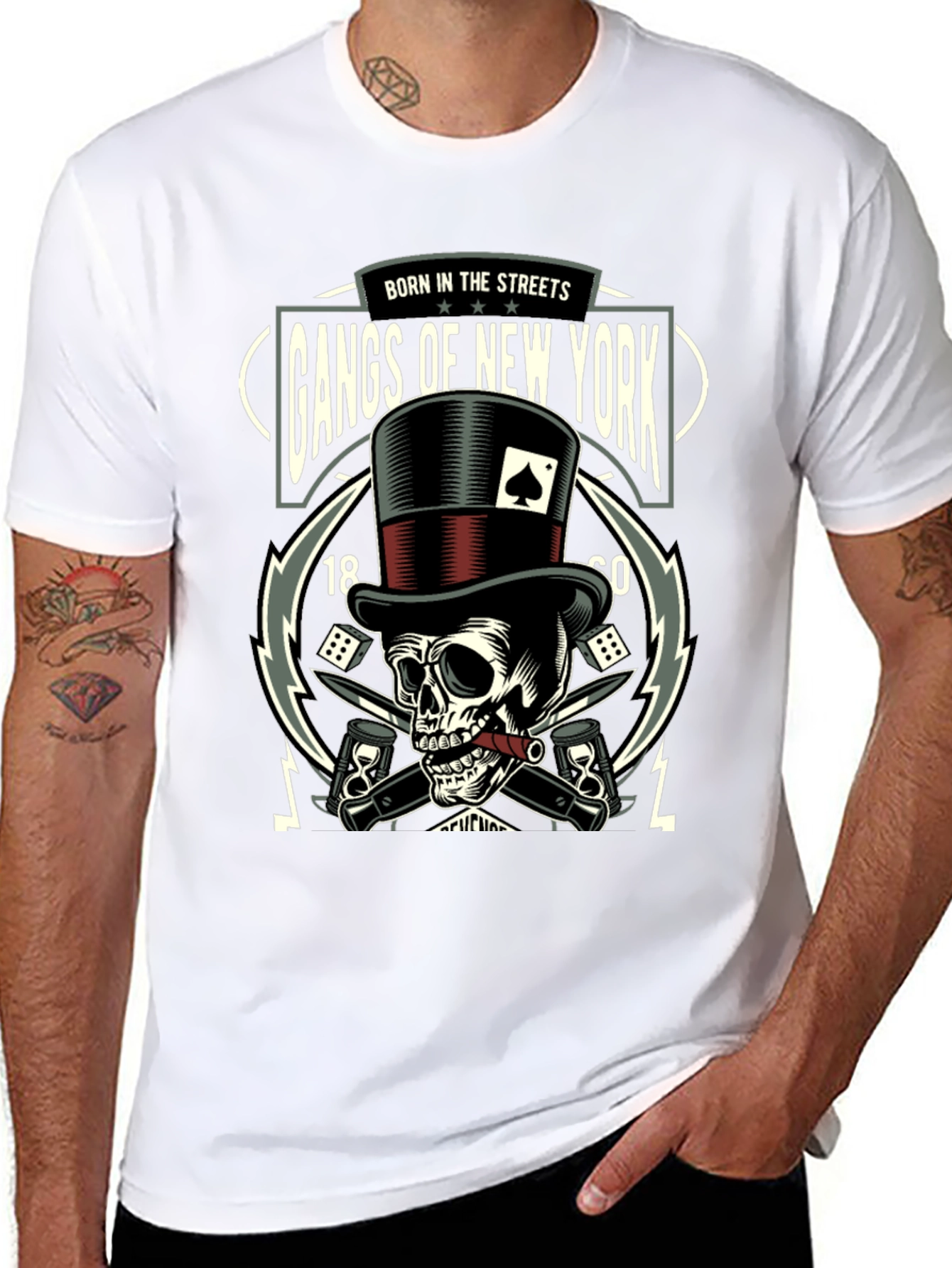 Black Gangs of New York Skull Graphic T-Shirt view 8