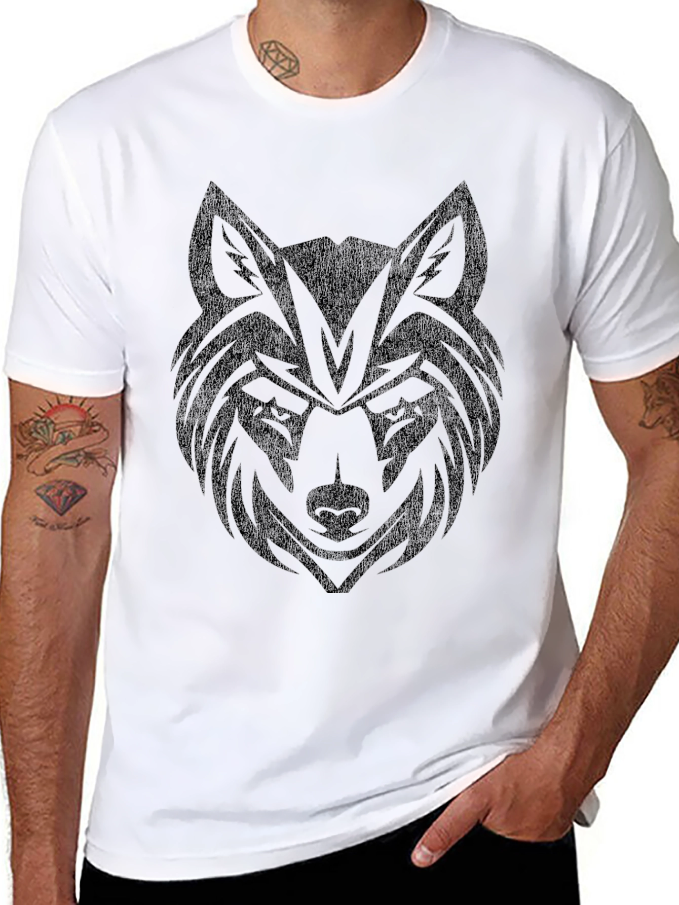 Black Wolf Graphic Black T-Shirt view 8